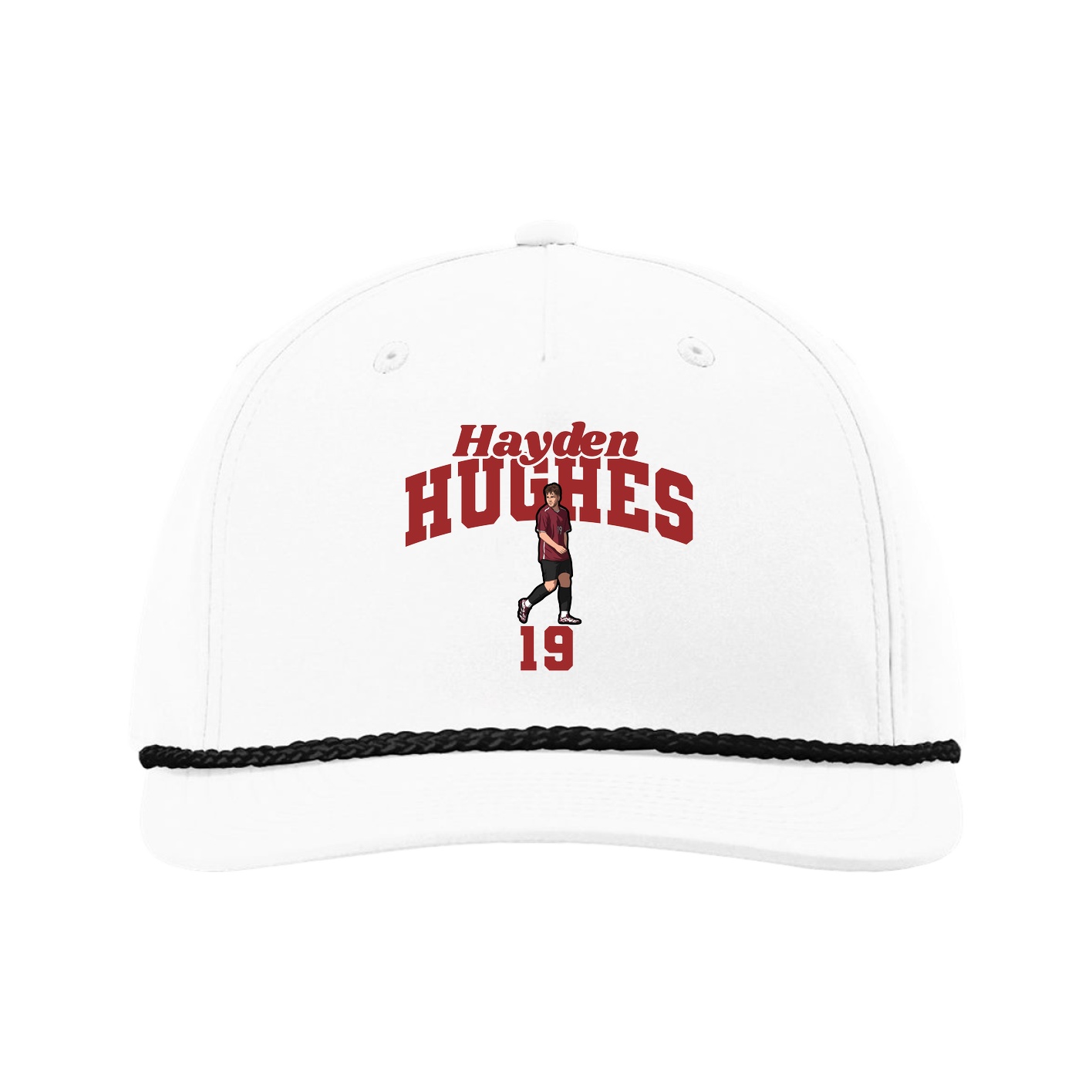 Five-Panel Classic Rope Cap — Signature Arch in White