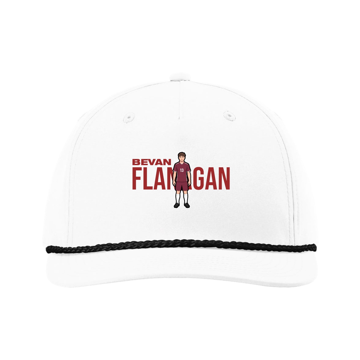Five-Panel Classic Rope Cap — Player Name in White