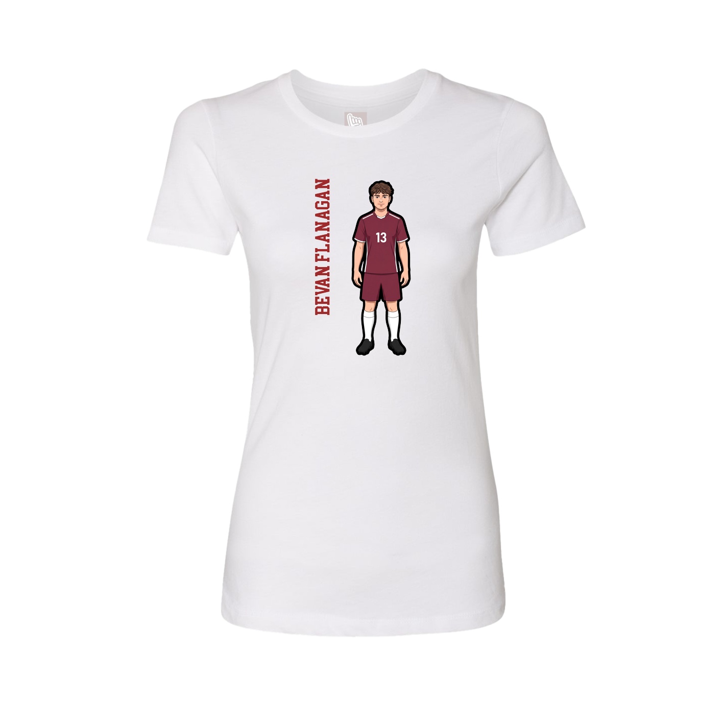Fitted Women's Tee — Name Vertical in White