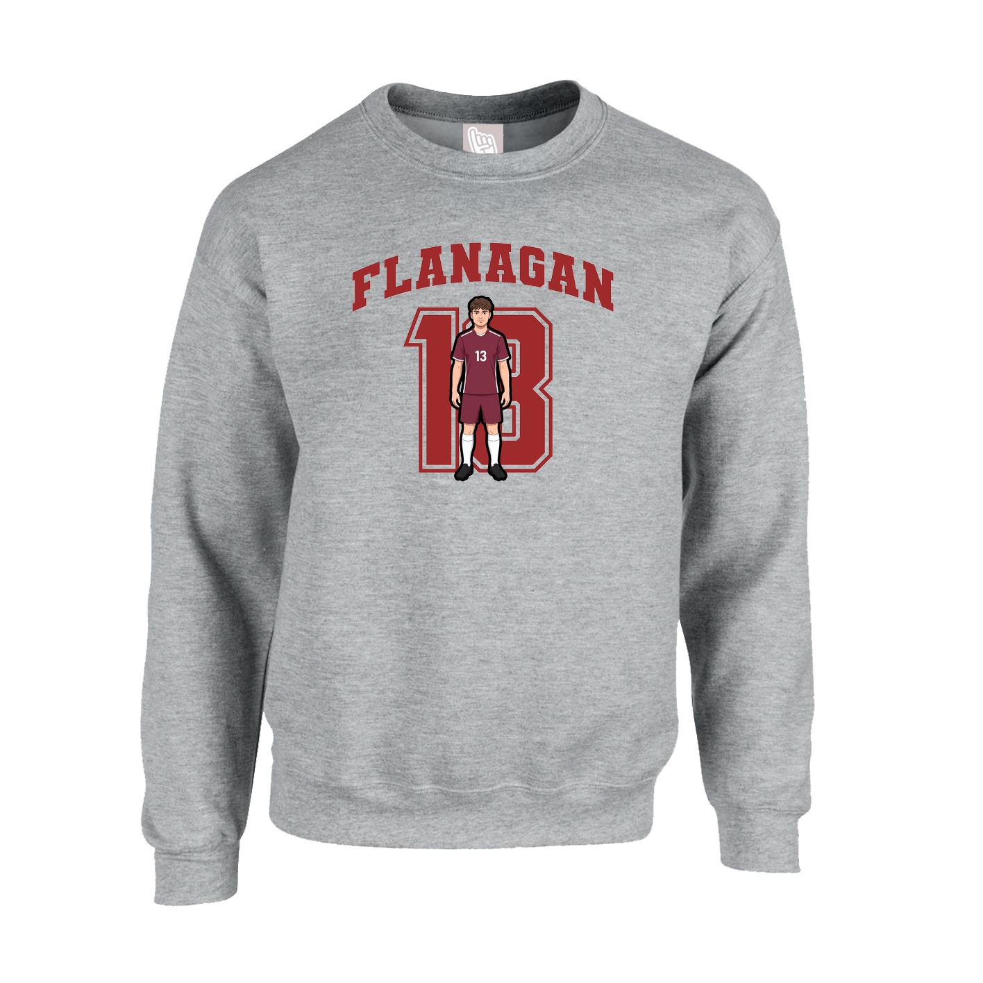 Fleece Crew — Number in Grey