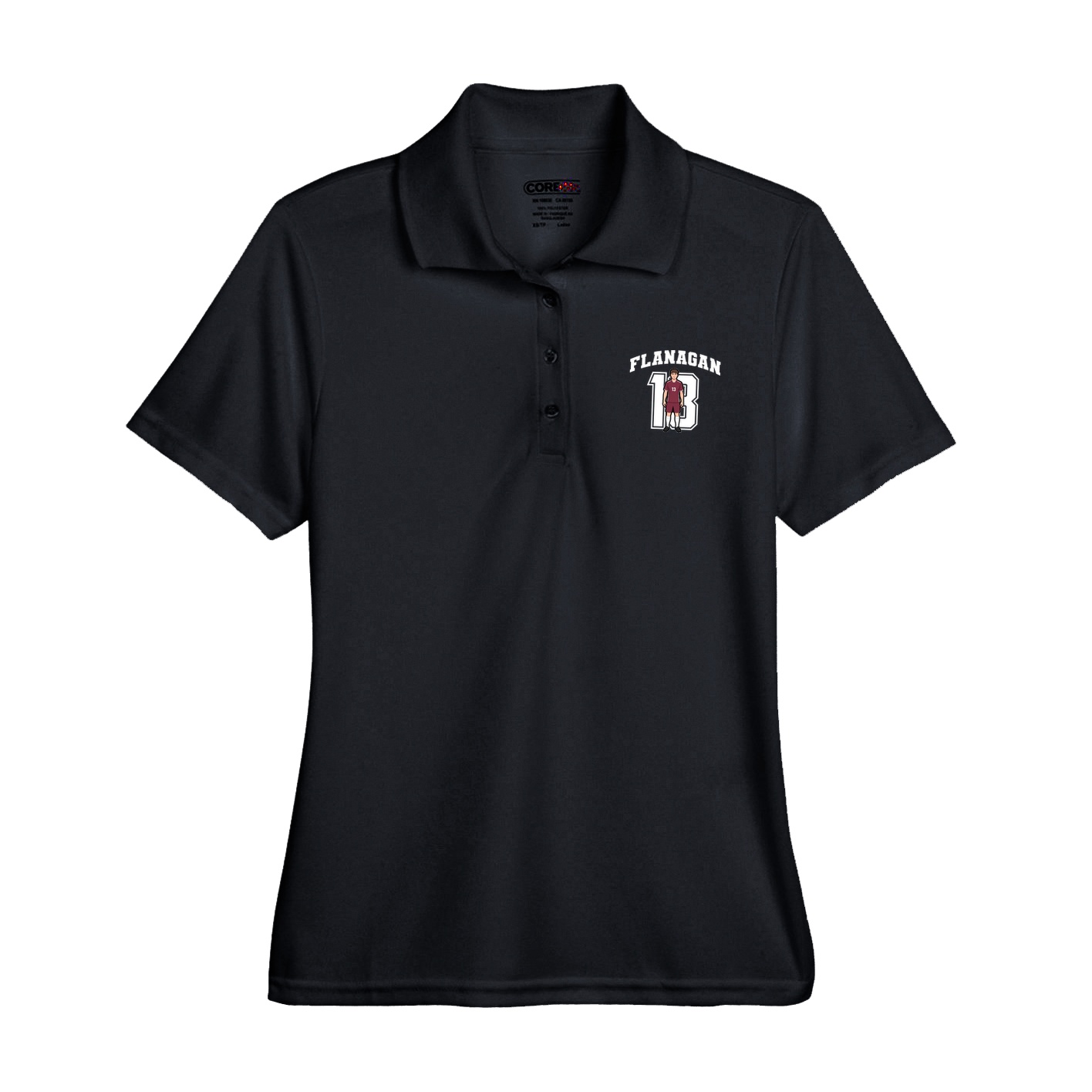 Womens Performance Polo — Number in Black