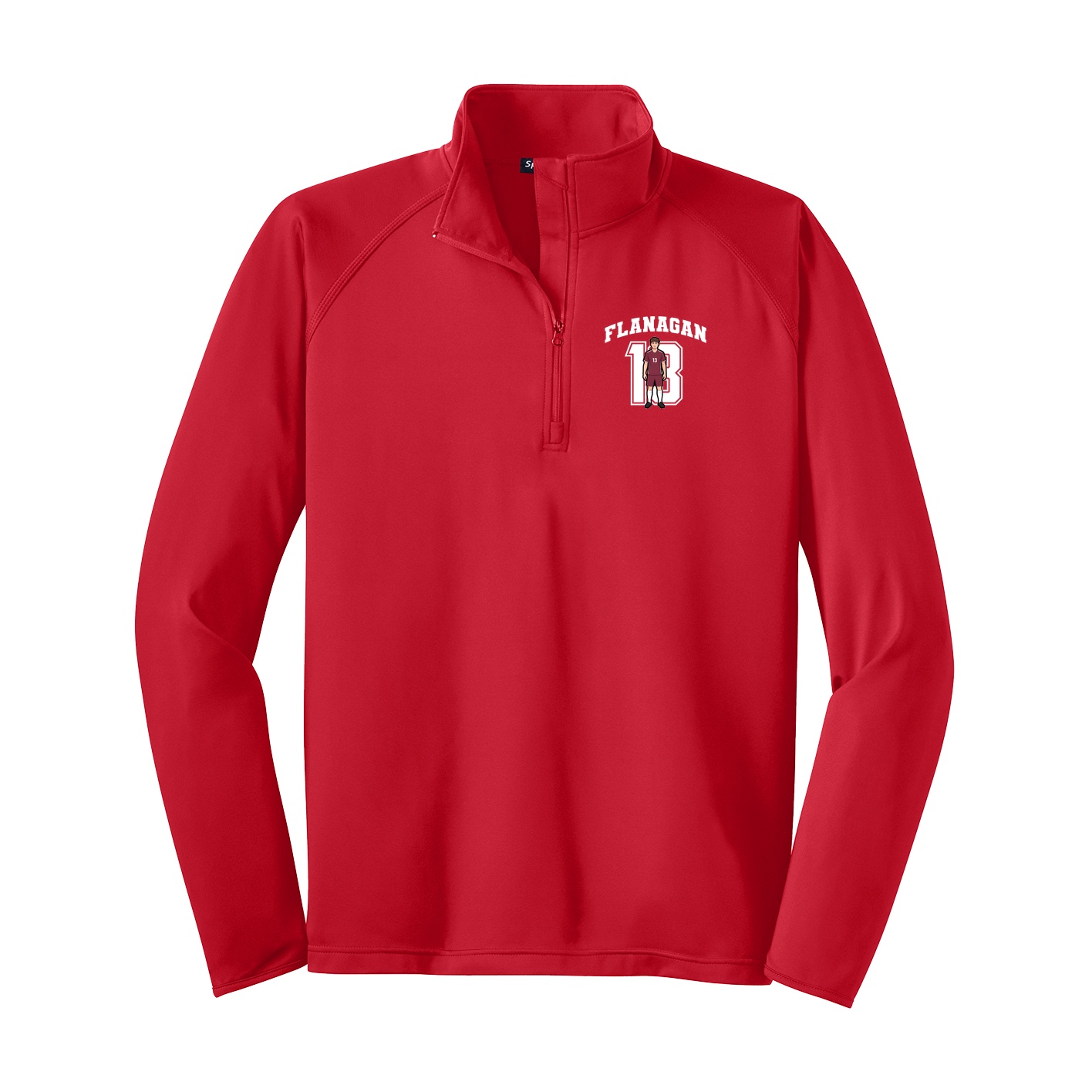 Q-Zip Pullover — Number in Red