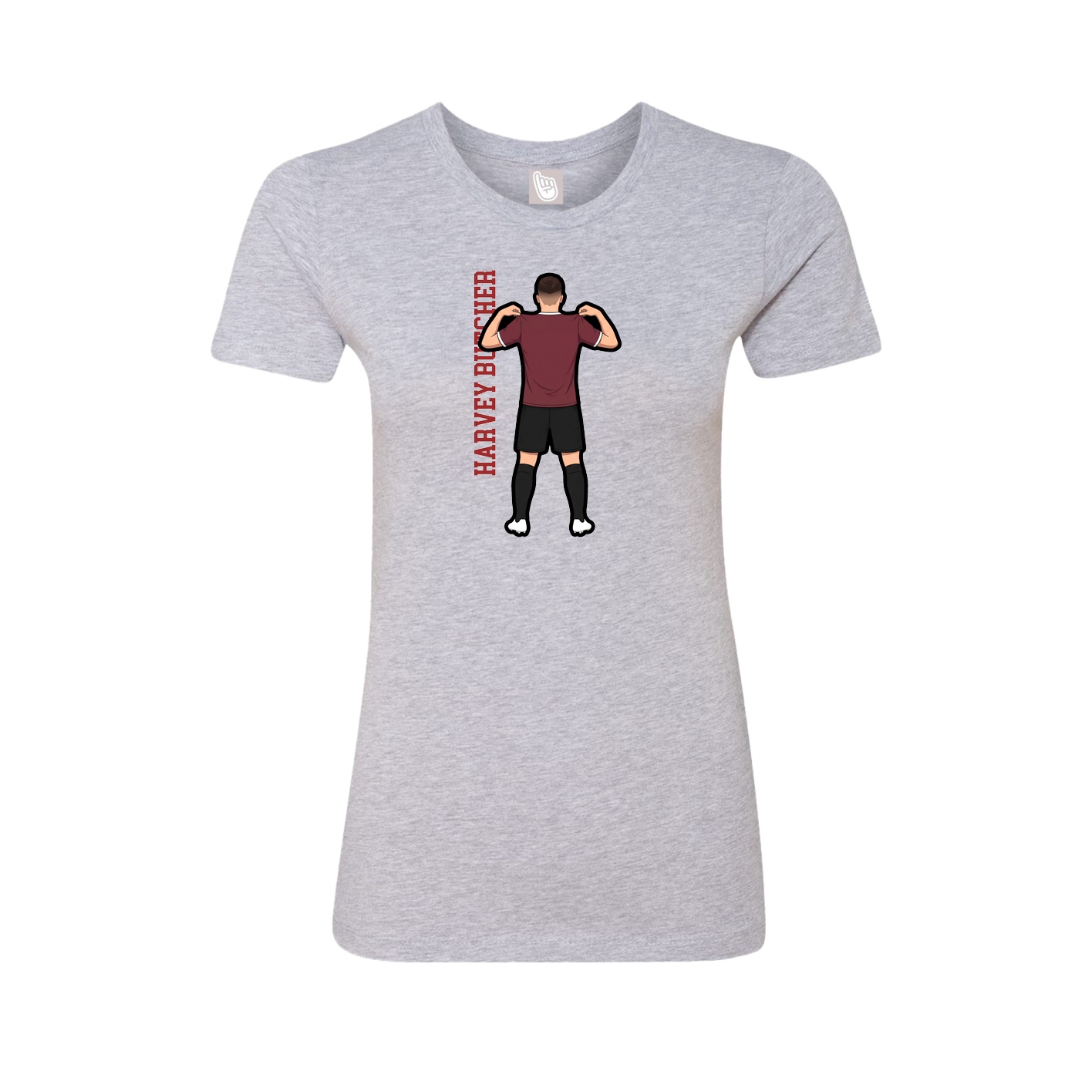 Fitted Women's Tee — Name Vertical in Grey