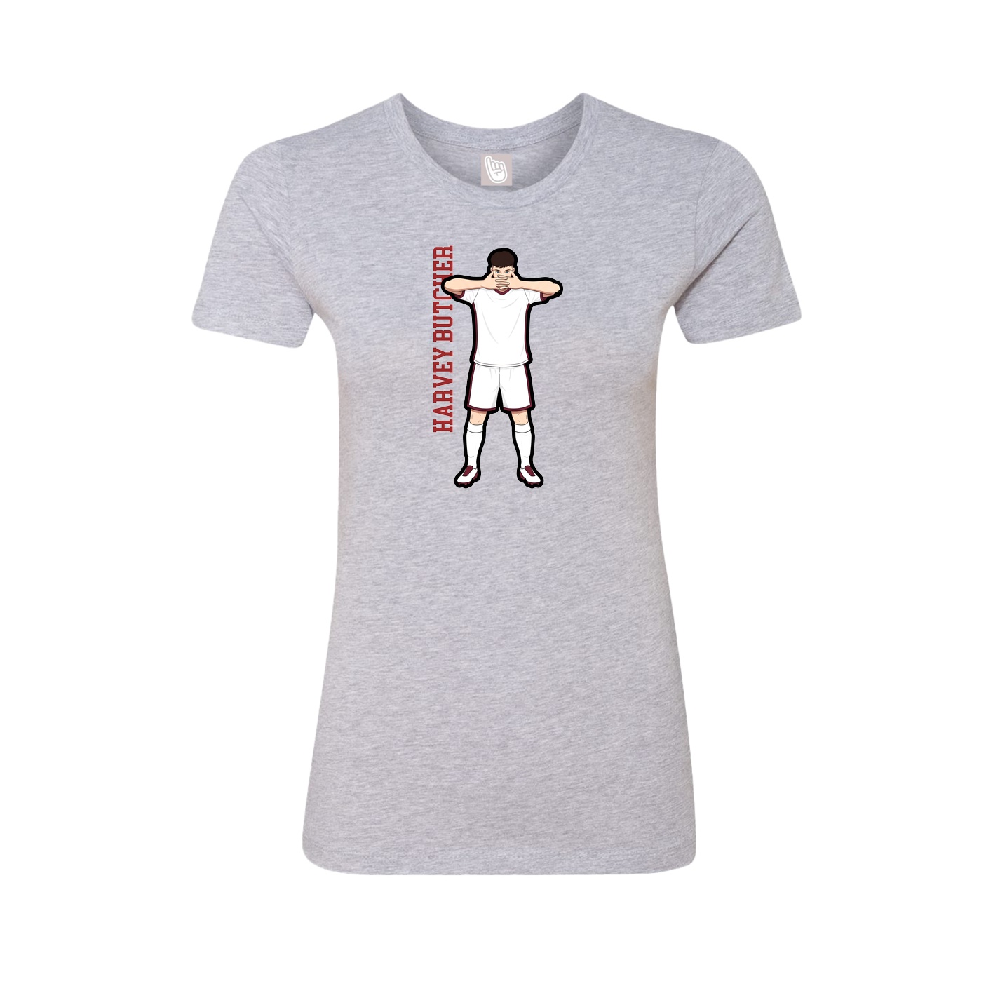 Fitted Women's Tee — Name Vertical in Grey