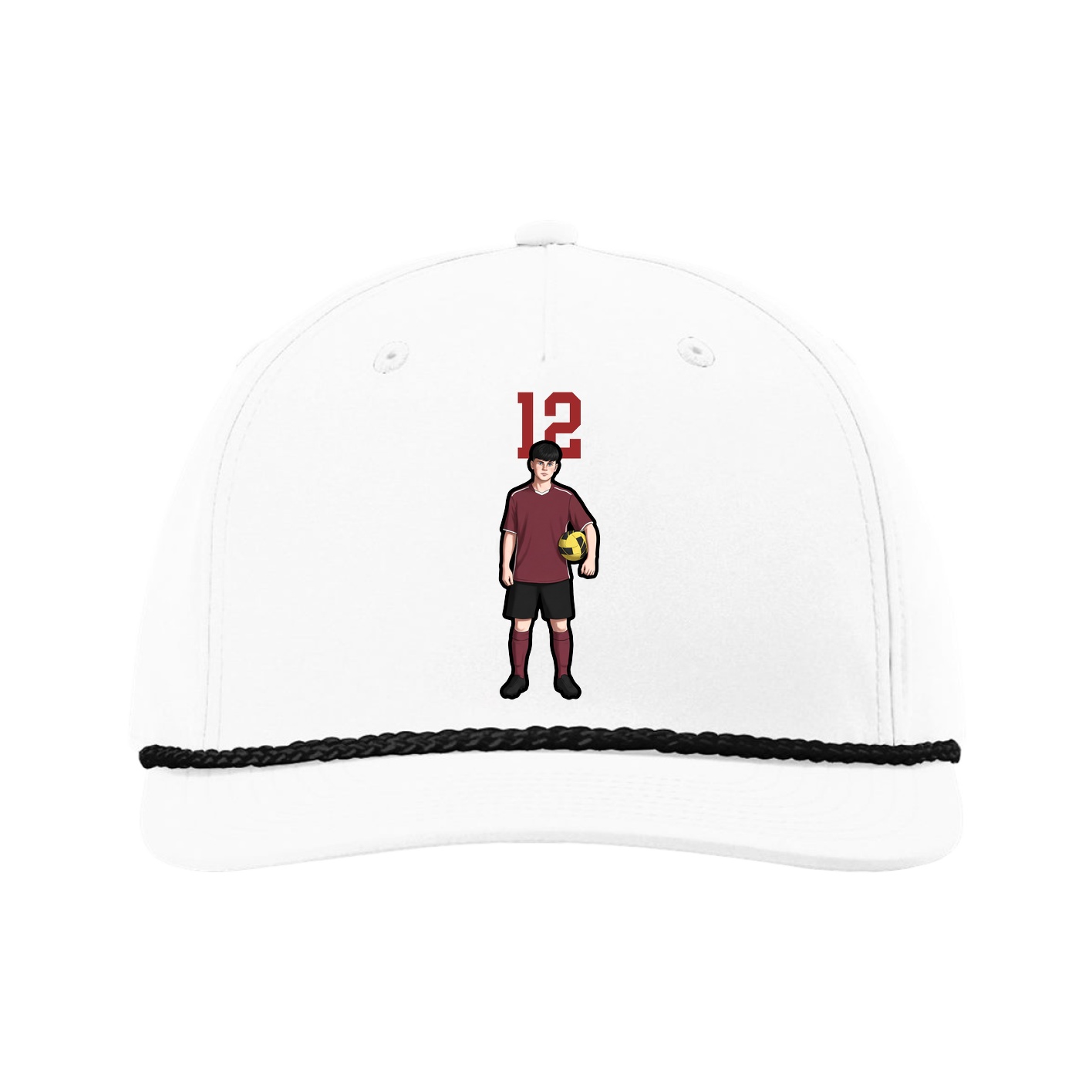 Five-Panel Classic Rope Cap — Number Top in White