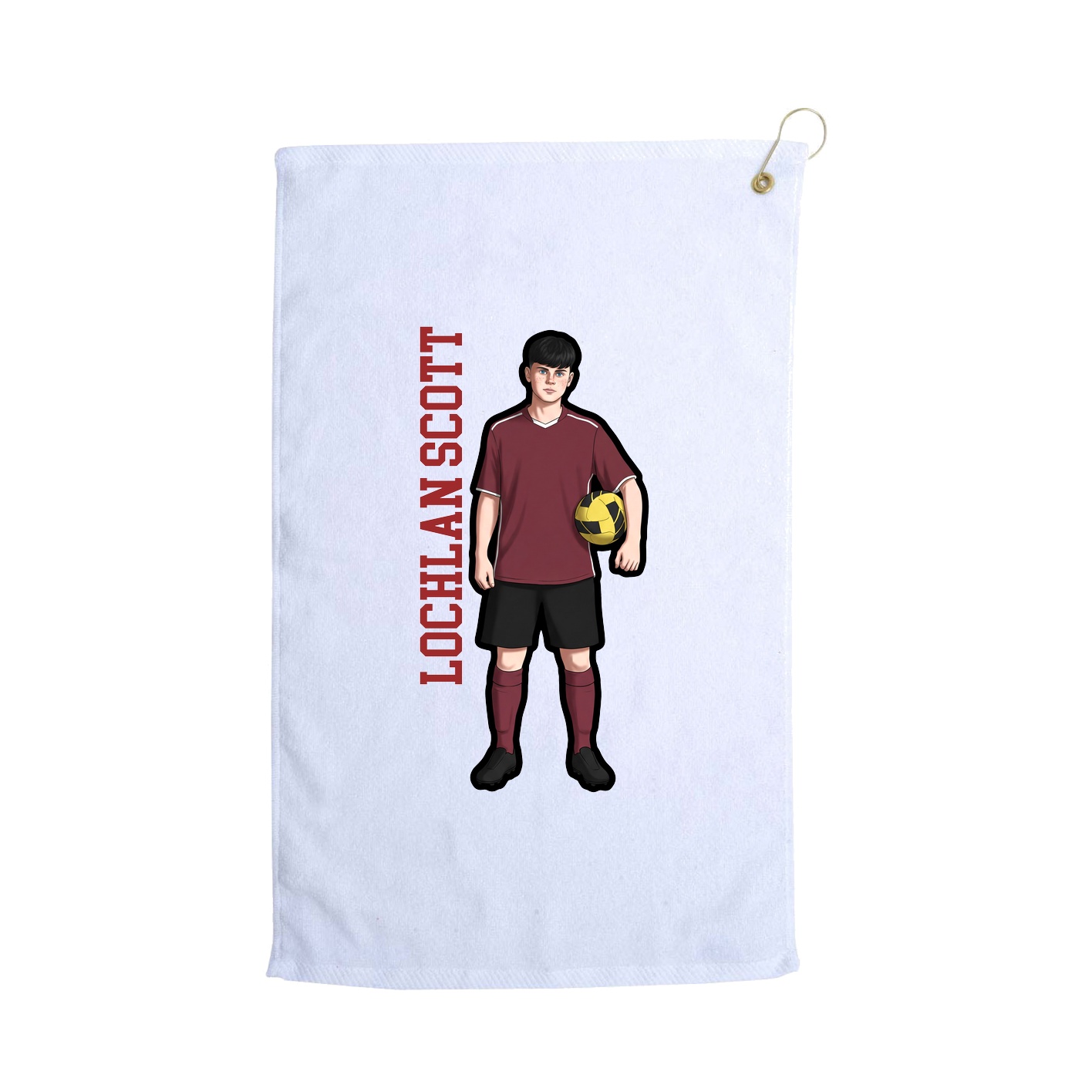 Golf Towel — Name Vertical in White