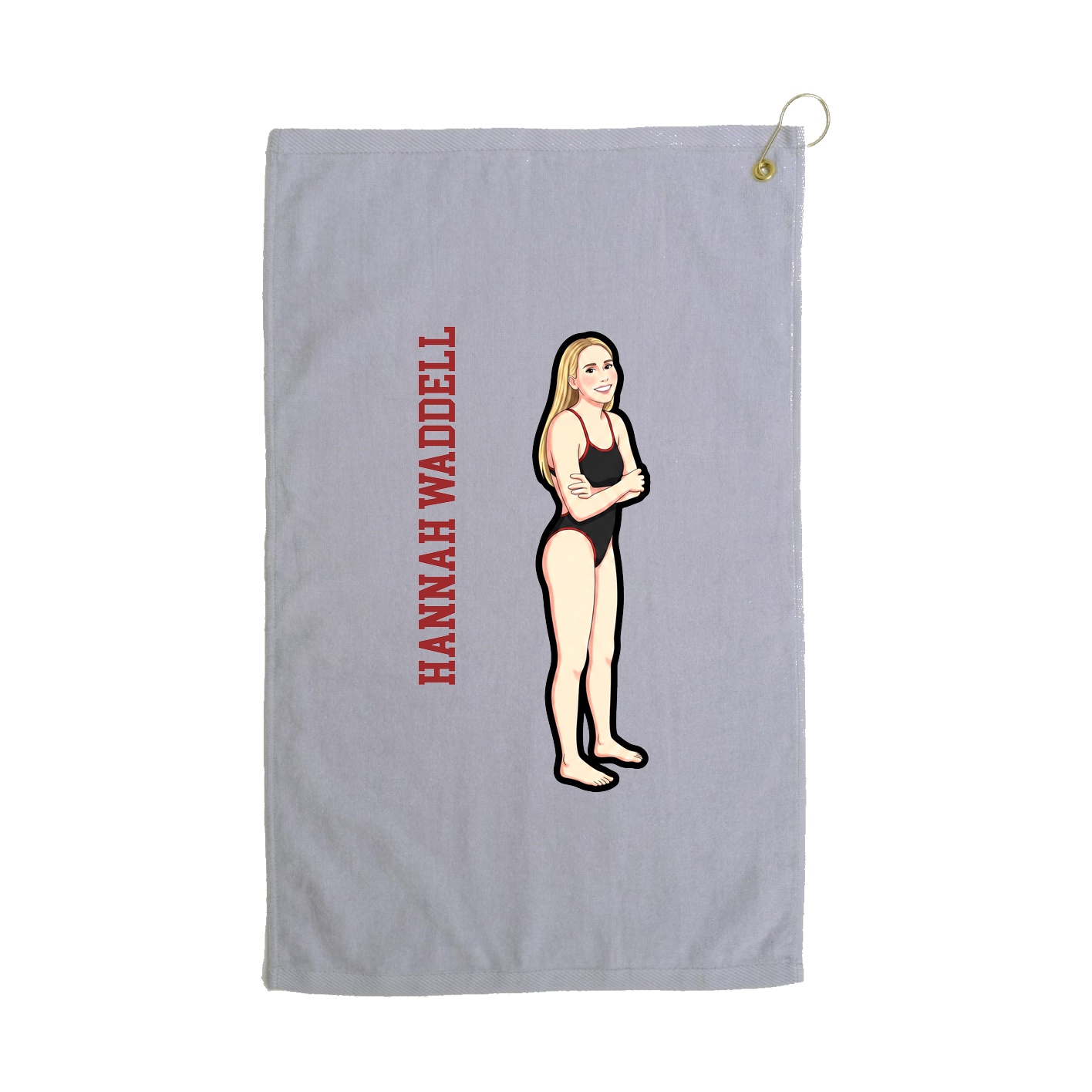 Golf Towel — Name Vertical in Grey
