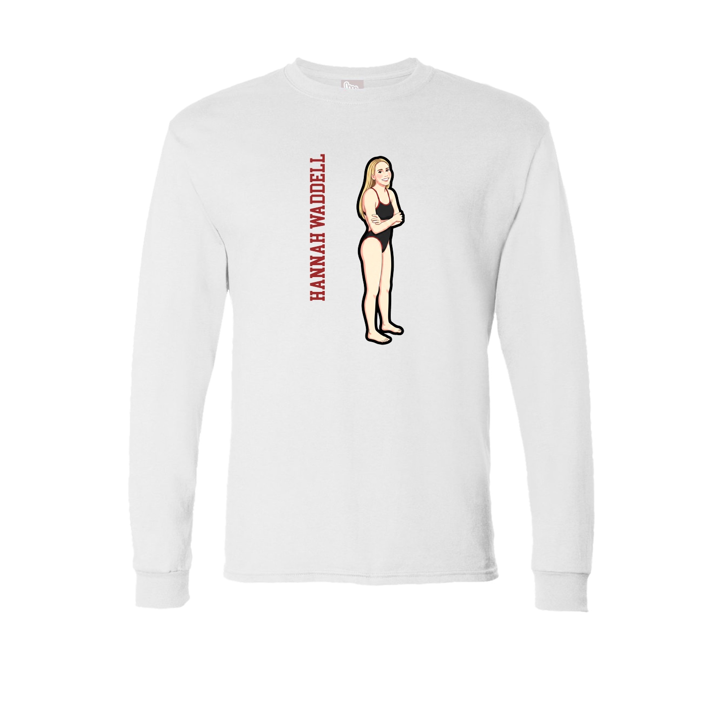 Long Sleeve Tee — Name Vertical in White