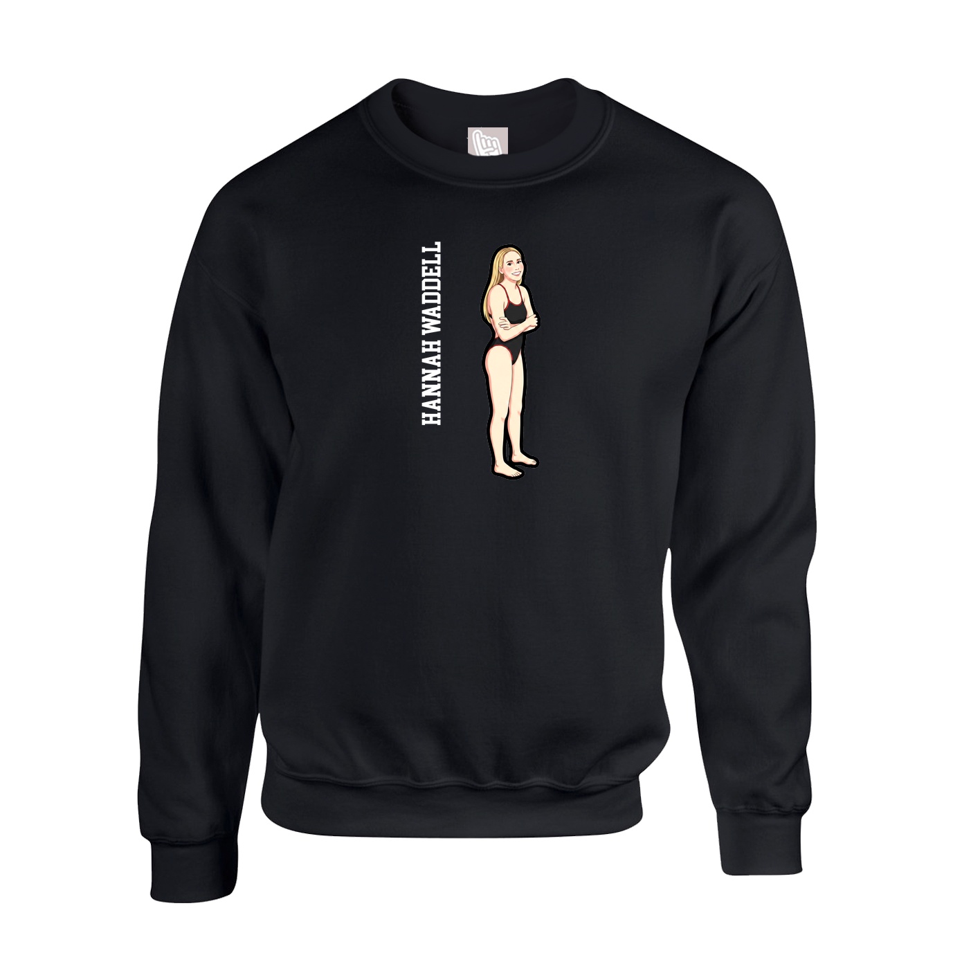 Fleece Crew — Name Vertical in Black