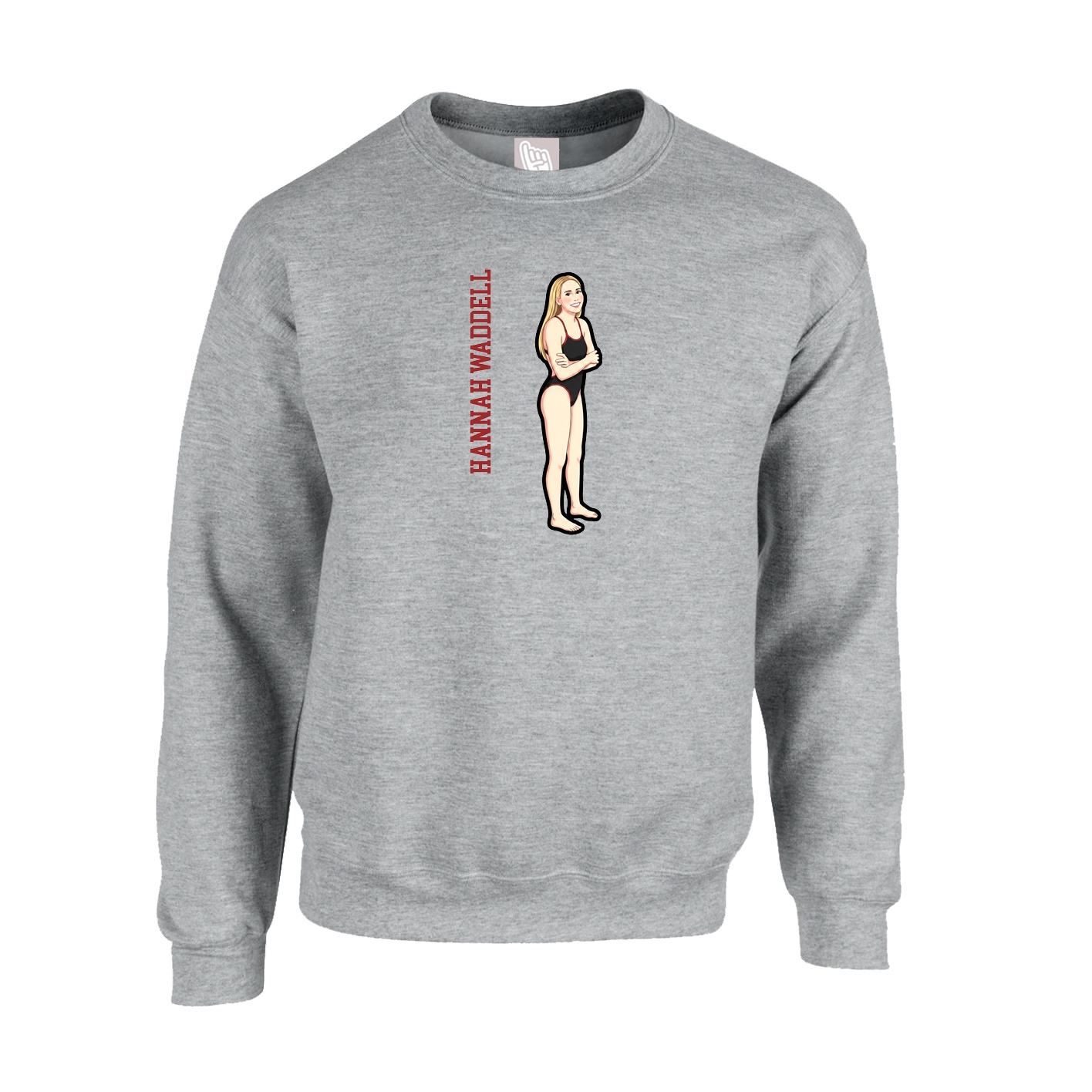 Fleece Crew — Name Vertical in Grey