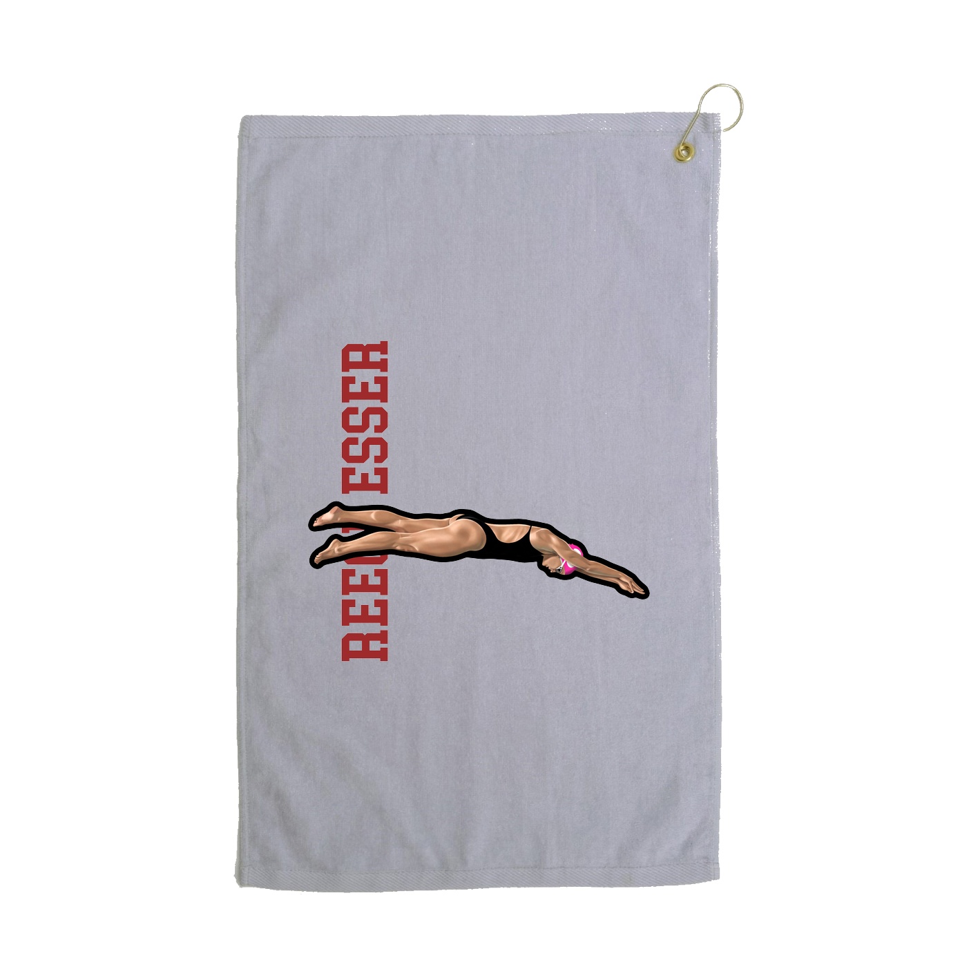 Golf Towel — Name Vertical in Grey