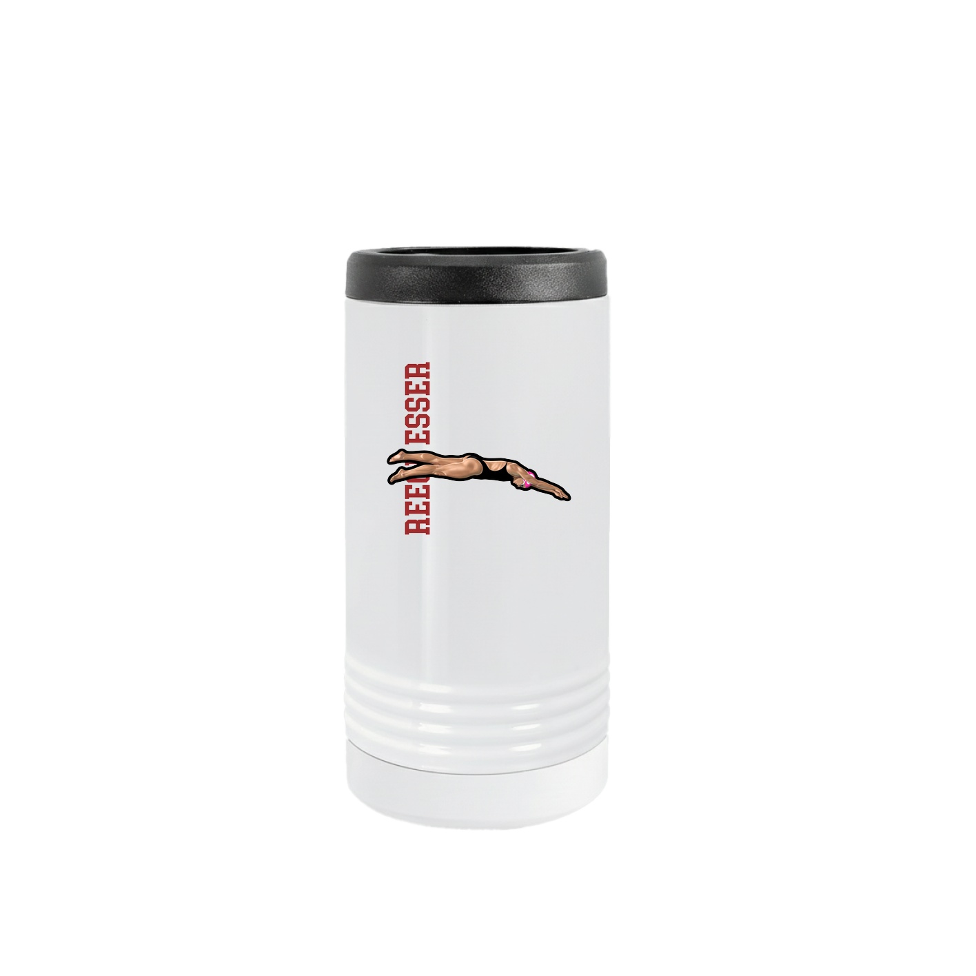 Slim Beverage Holder — Name Vertical in White