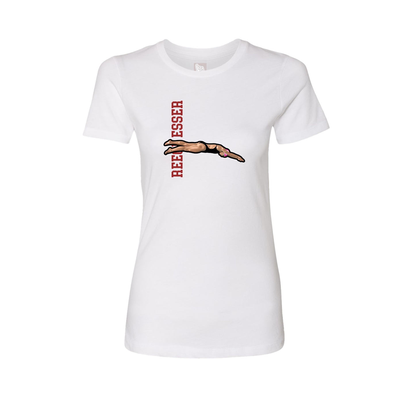 Fitted Women's Tee — Name Vertical in White