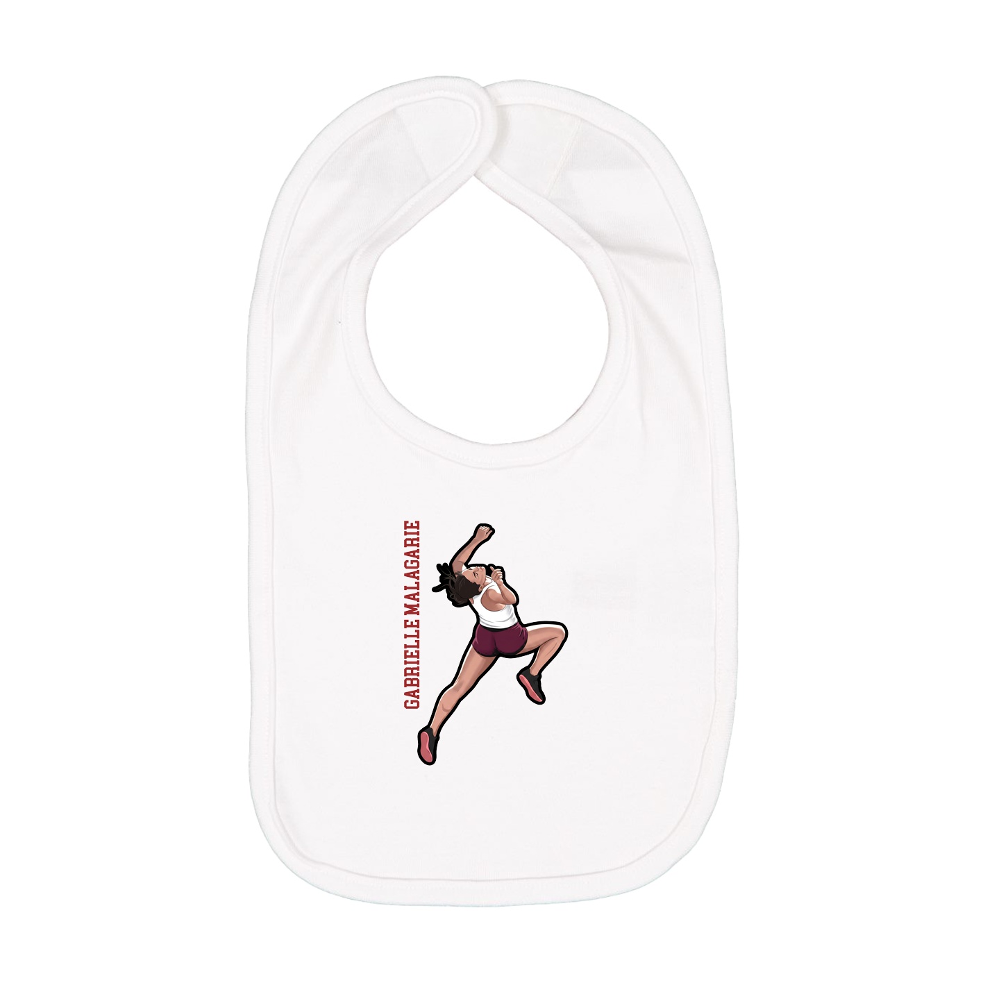 Infant Bib — Name Vertical in White