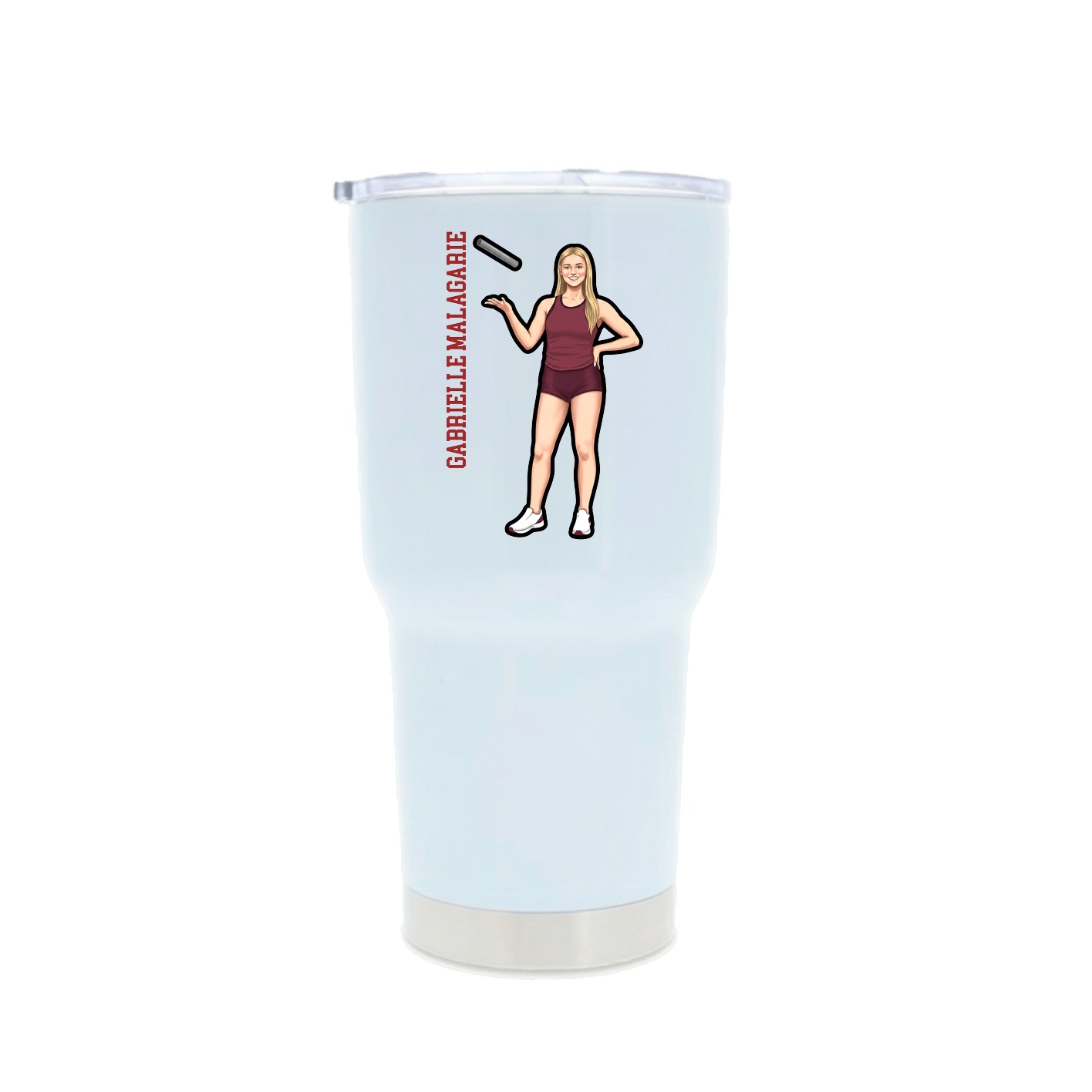 30oz Stainless Steel Tumbler — Name Vertical in White