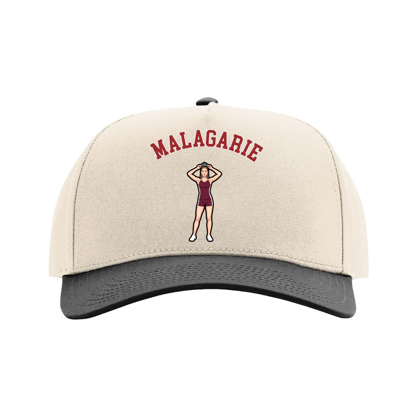 Full Fabric Five-Panel Champ Cap — Shirsey Arch in Cream/Black