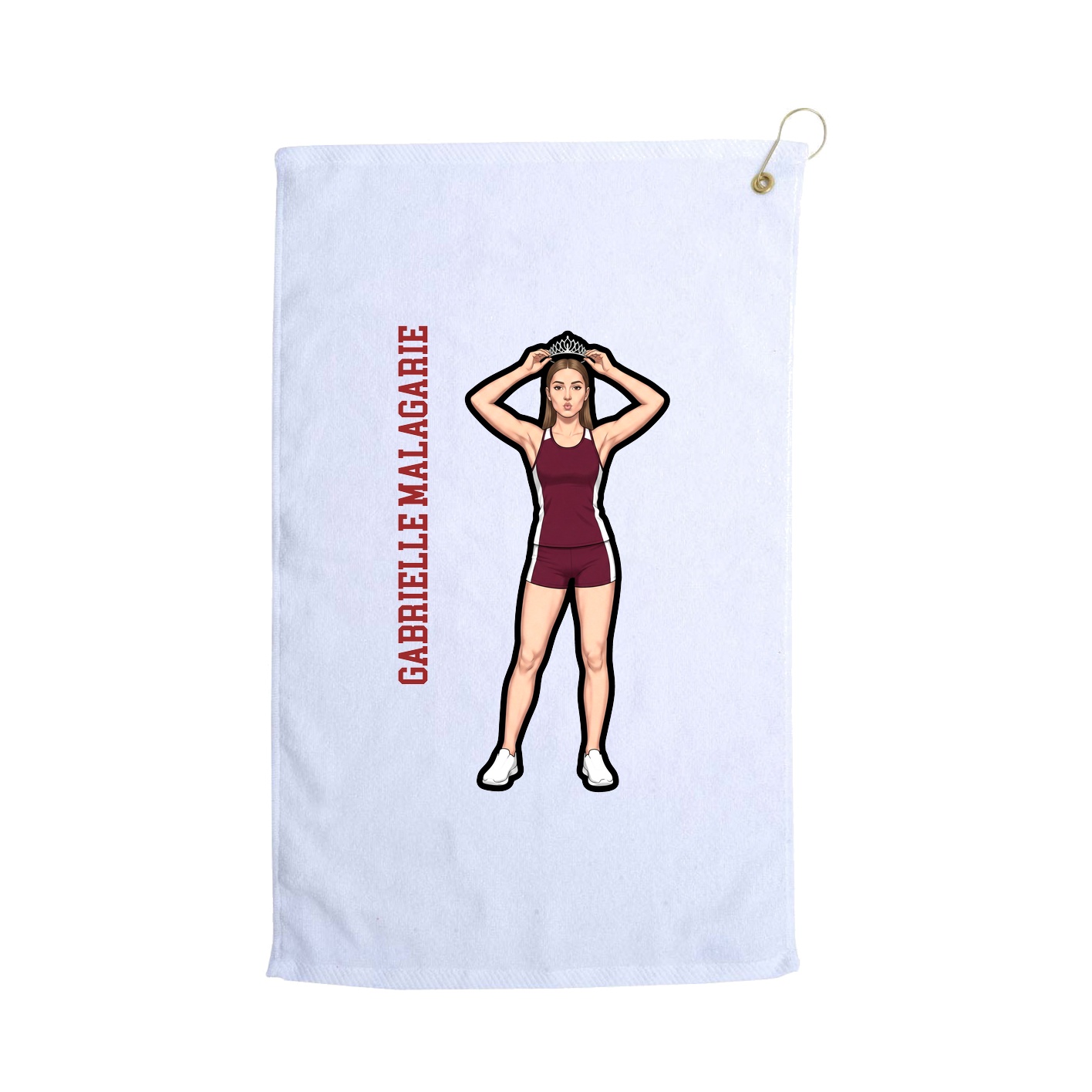 Golf Towel — Name Vertical in White