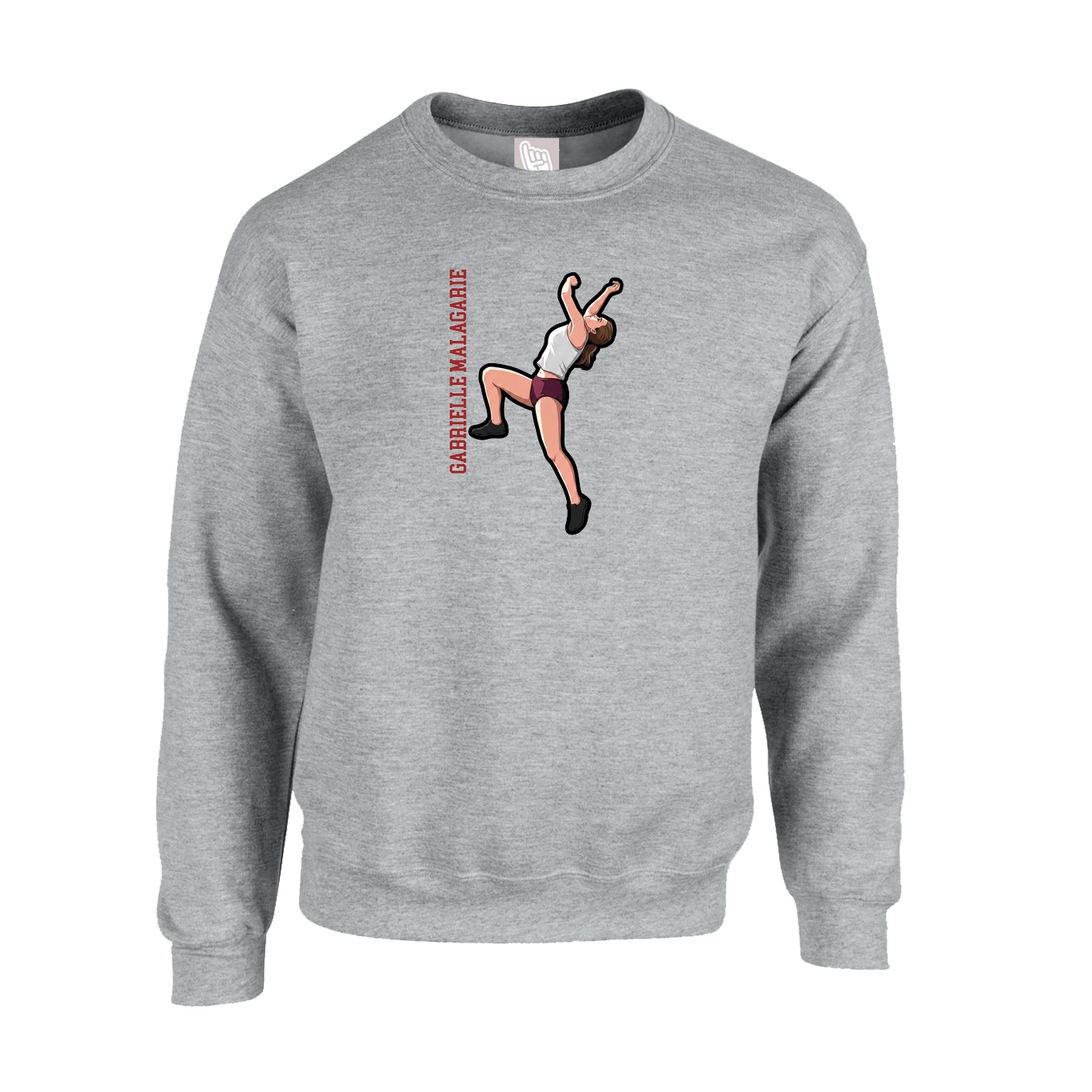 Fleece Crew — Name Vertical in Grey