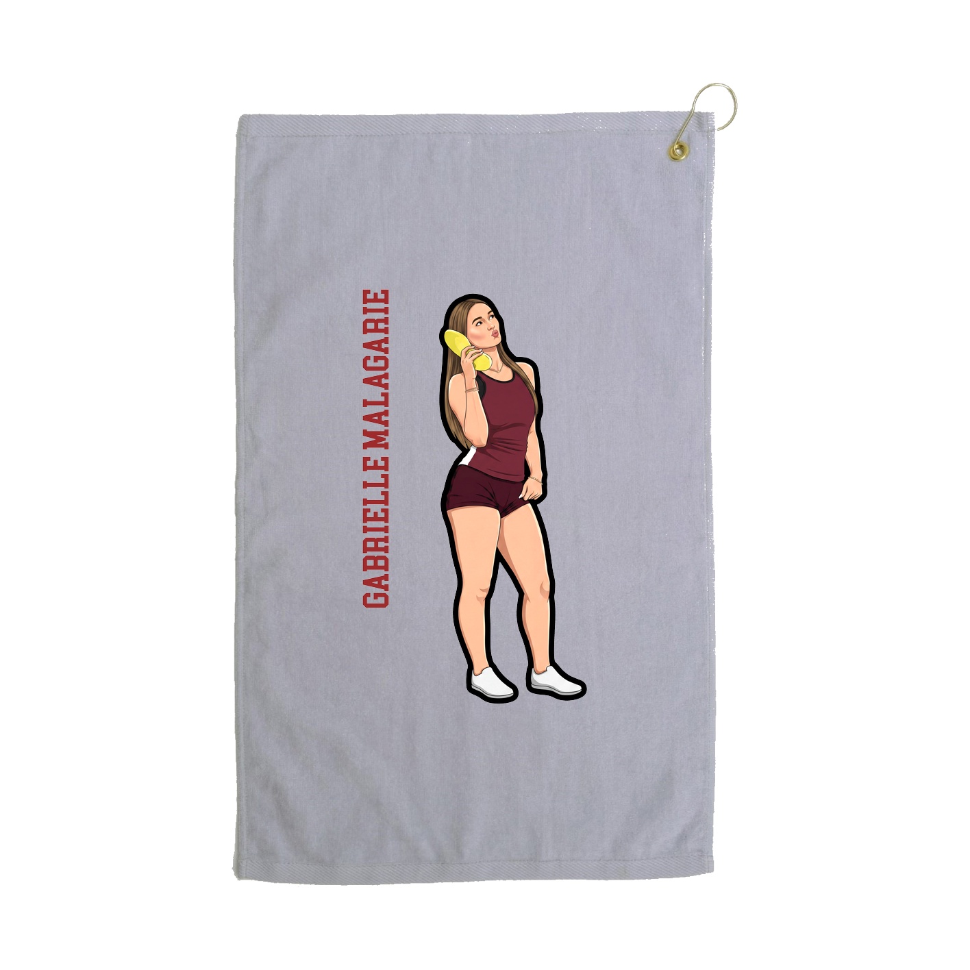 Golf Towel — Name Vertical in Grey