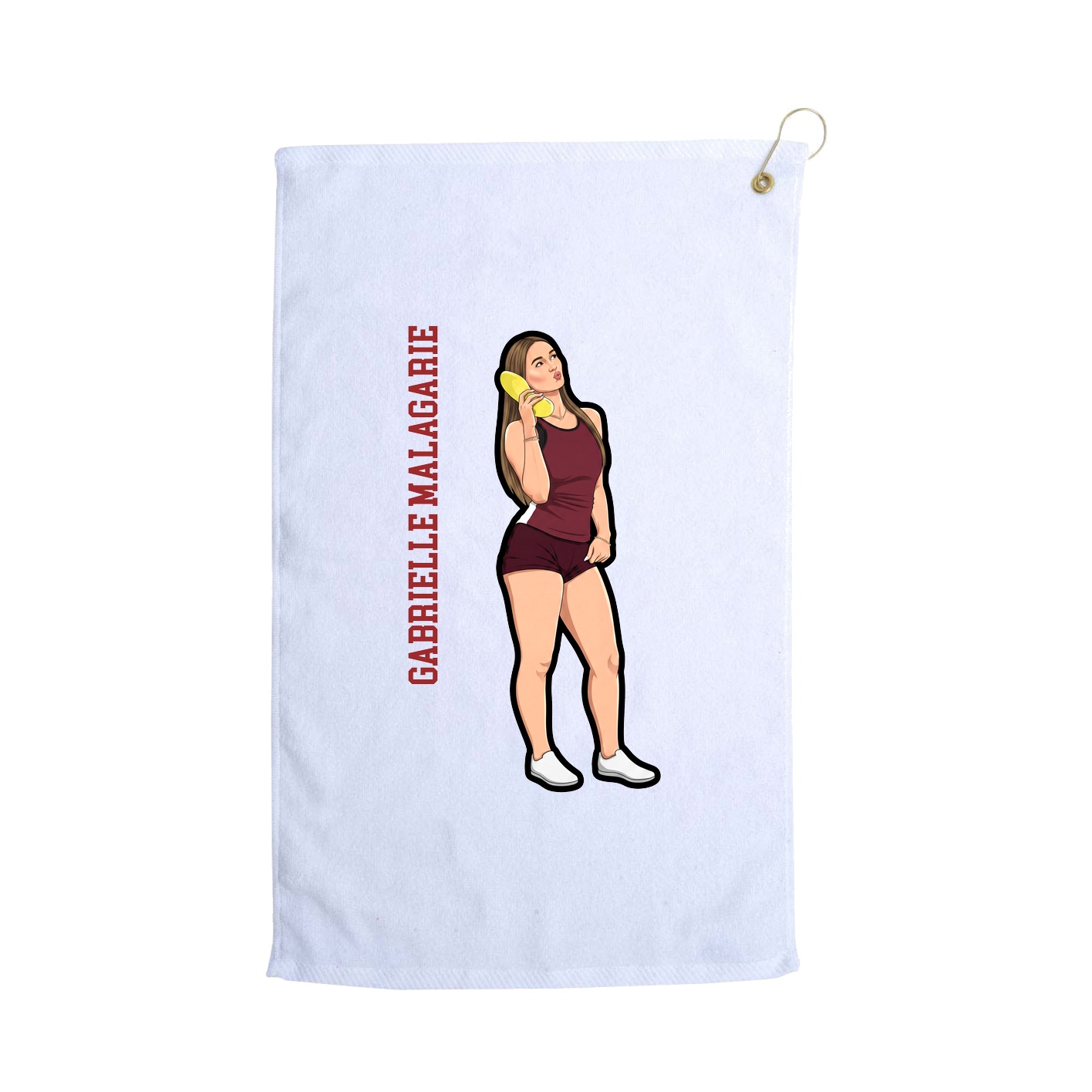 Golf Towel — Name Vertical in White
