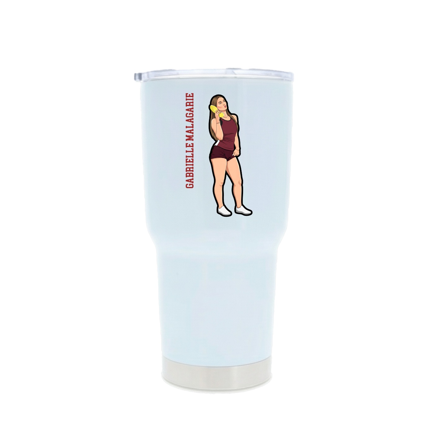 30oz Stainless Steel Tumbler — Name Vertical in White