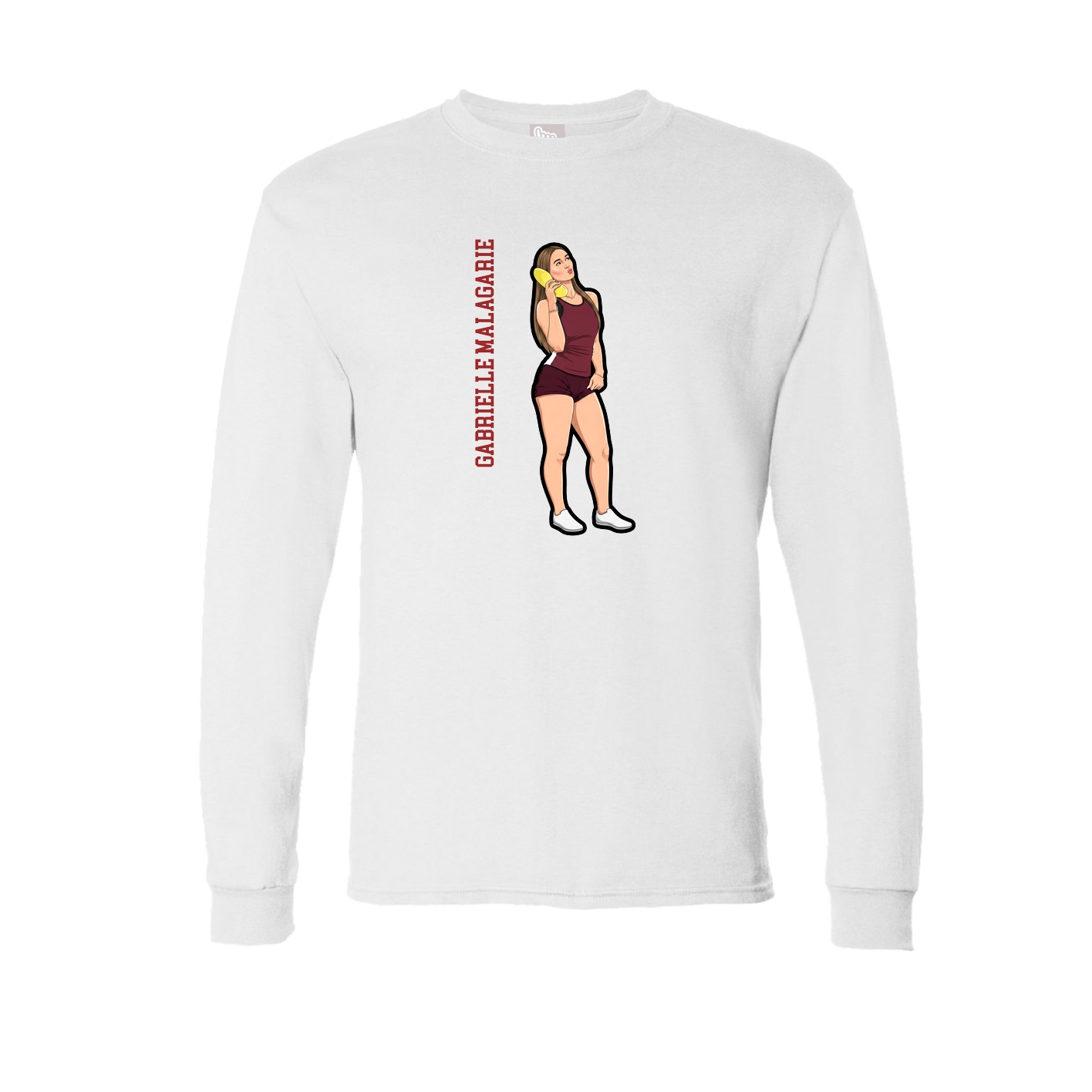 Long Sleeve Tee — Name Vertical in White