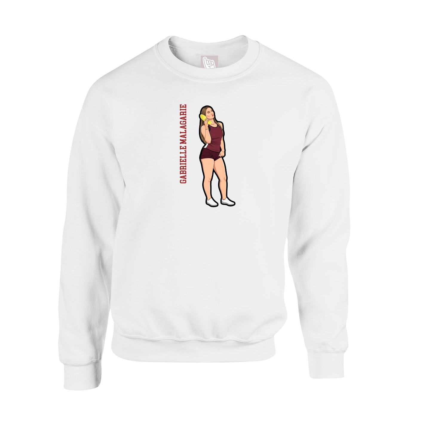 Fleece Crew — Name Vertical in White