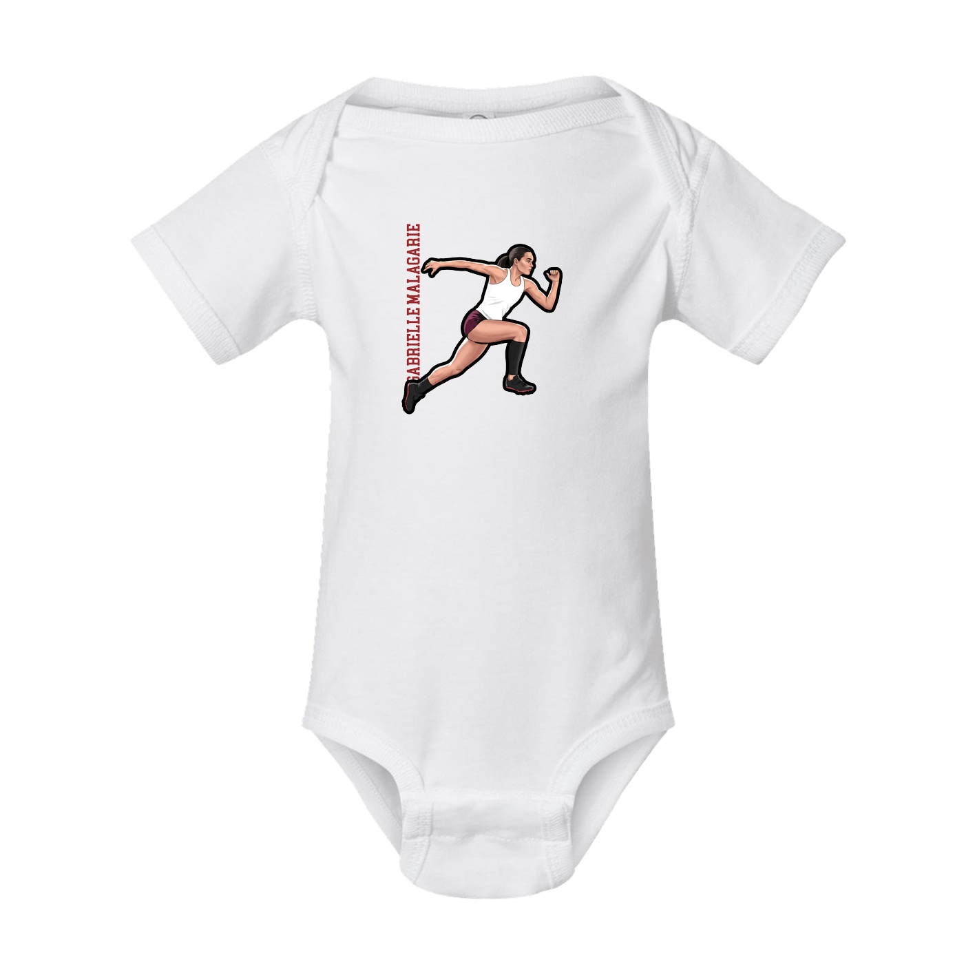 Baby Onesie — Name Vertical in White