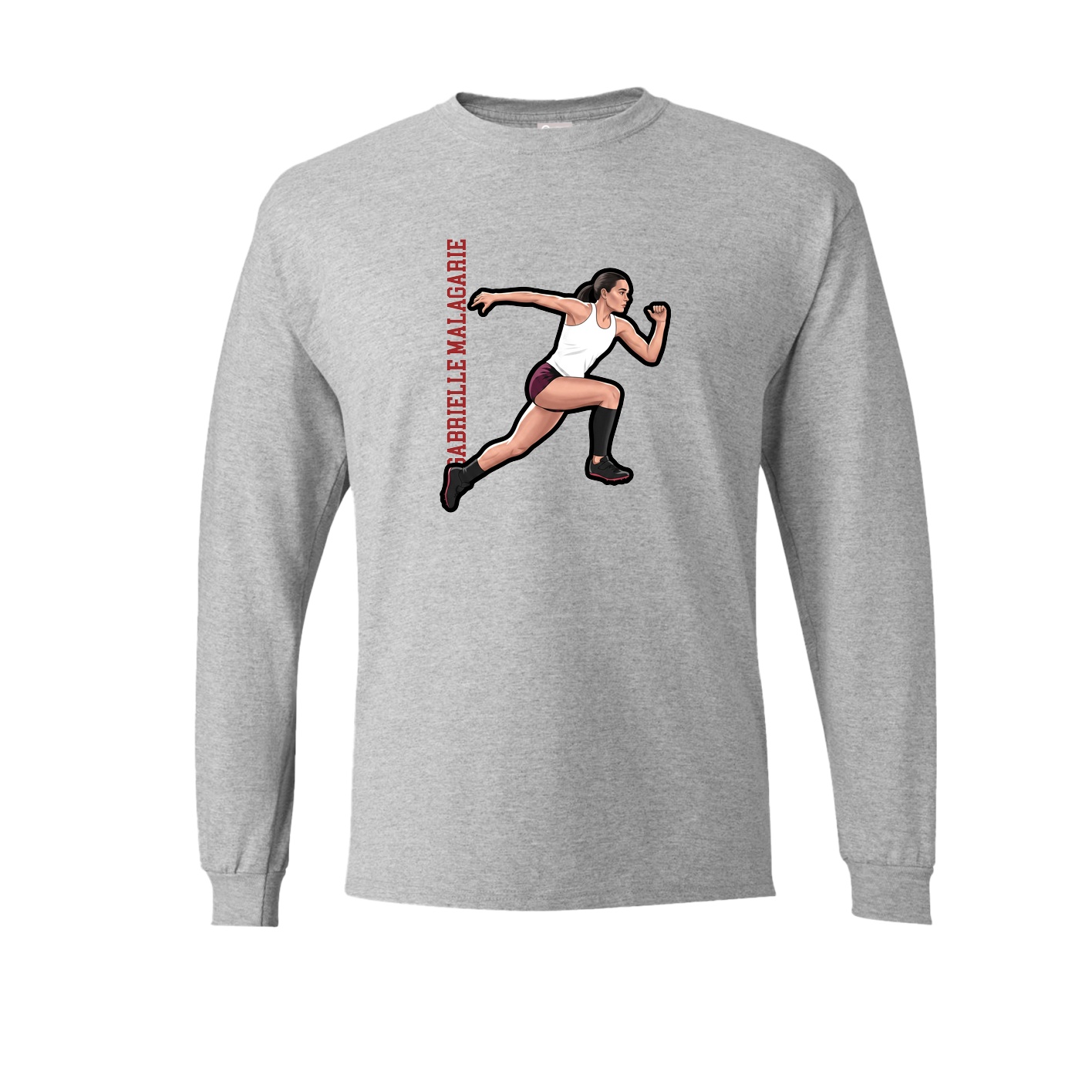 Long Sleeve Tee — Name Vertical in Grey