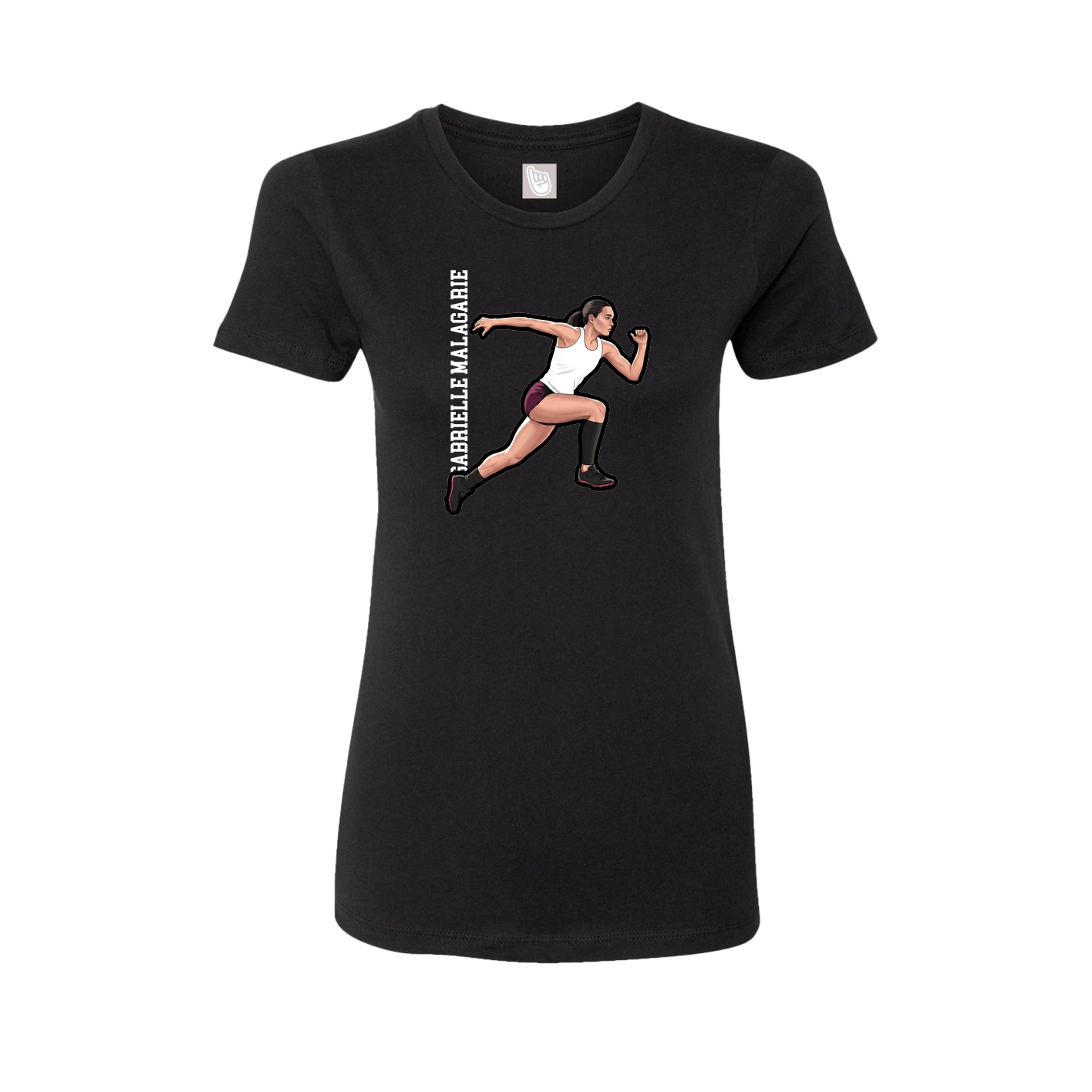 Womens Tee — Name Vertical in Black