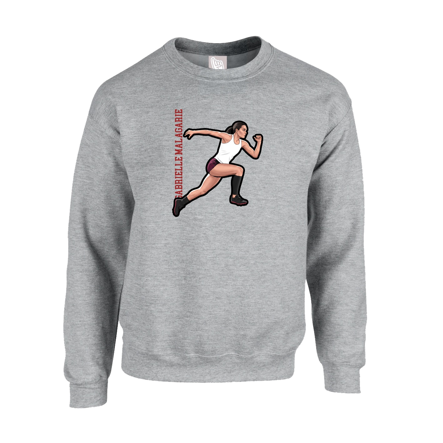 Fleece Crew — Name Vertical in Grey