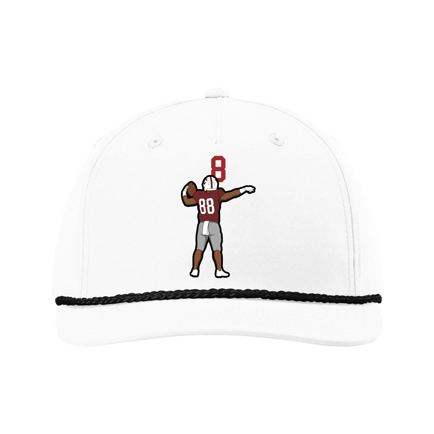 Five-Panel Classic Rope Cap — Number Top in White