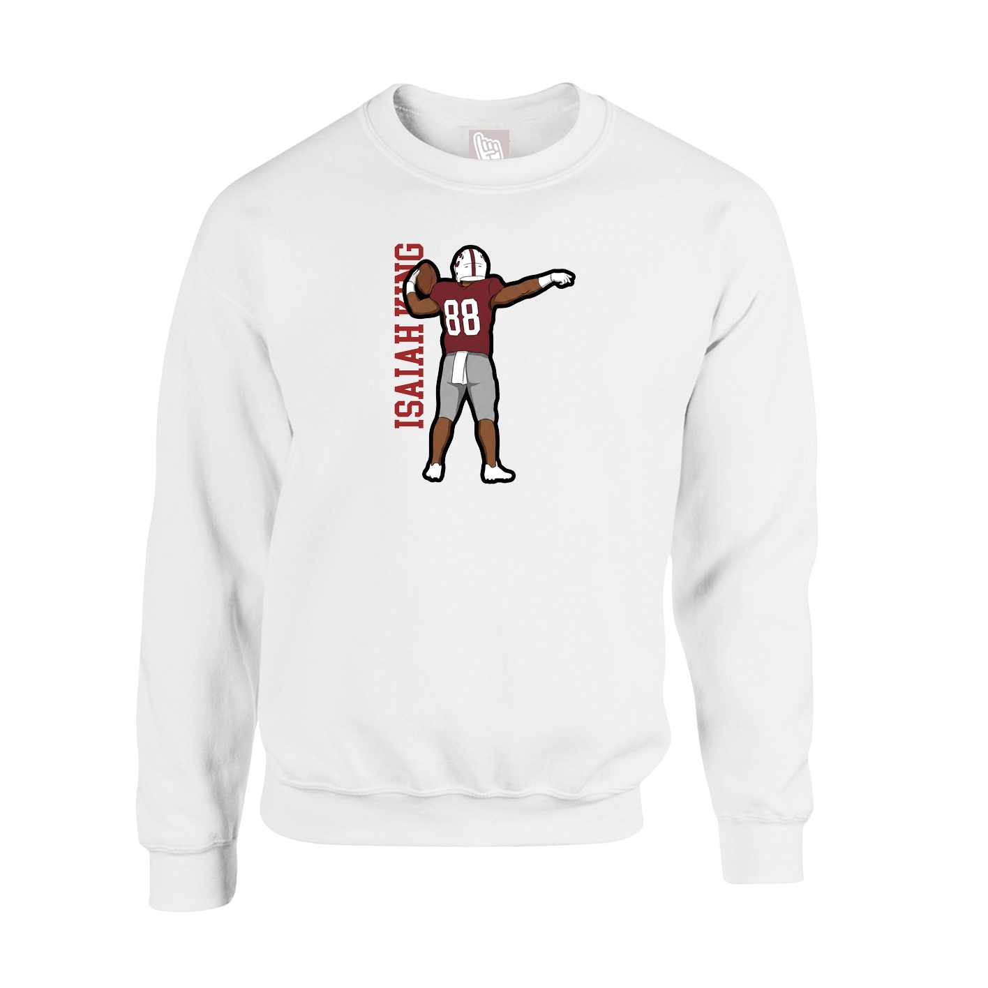 Fleece Crew — Name Vertical in White