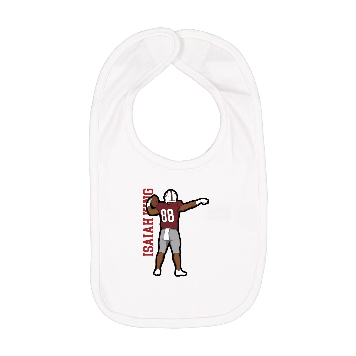 Infant Bib — Name Vertical in White