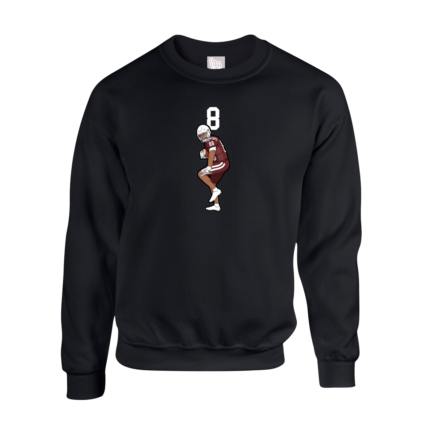 Fleece Crew — Number Top in Black