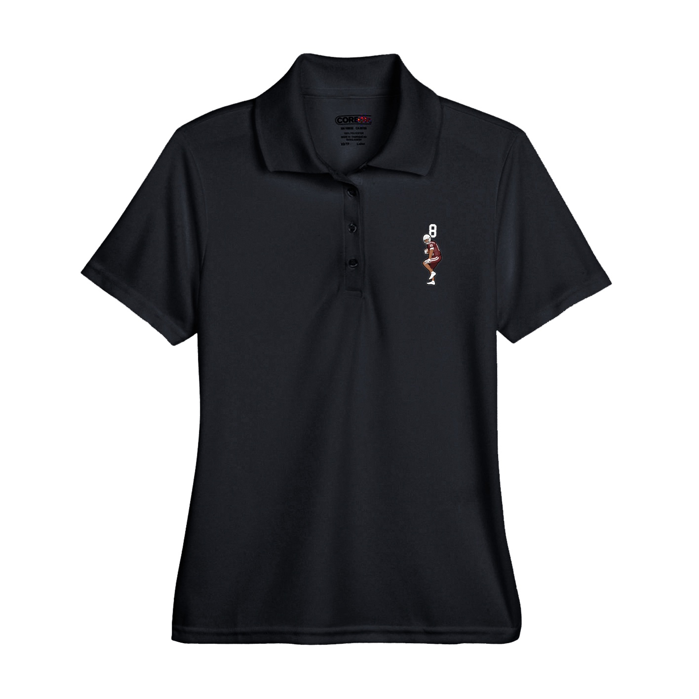 Womens Performance Polo — Number Top in Black