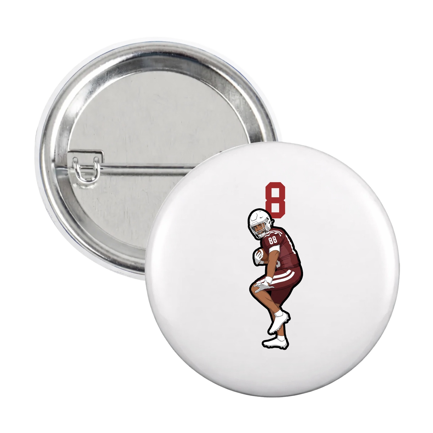 Game Day Button — Number Top in White