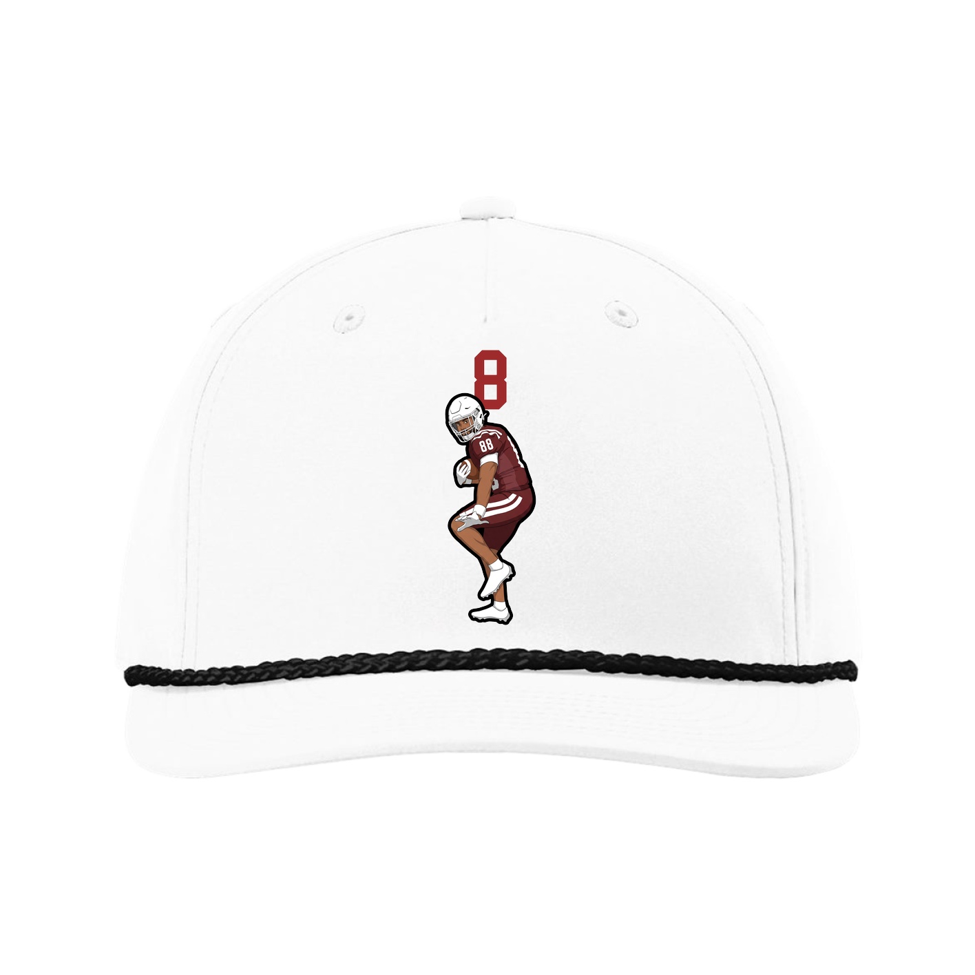 Five-Panel Classic Rope Cap — Number Top in White