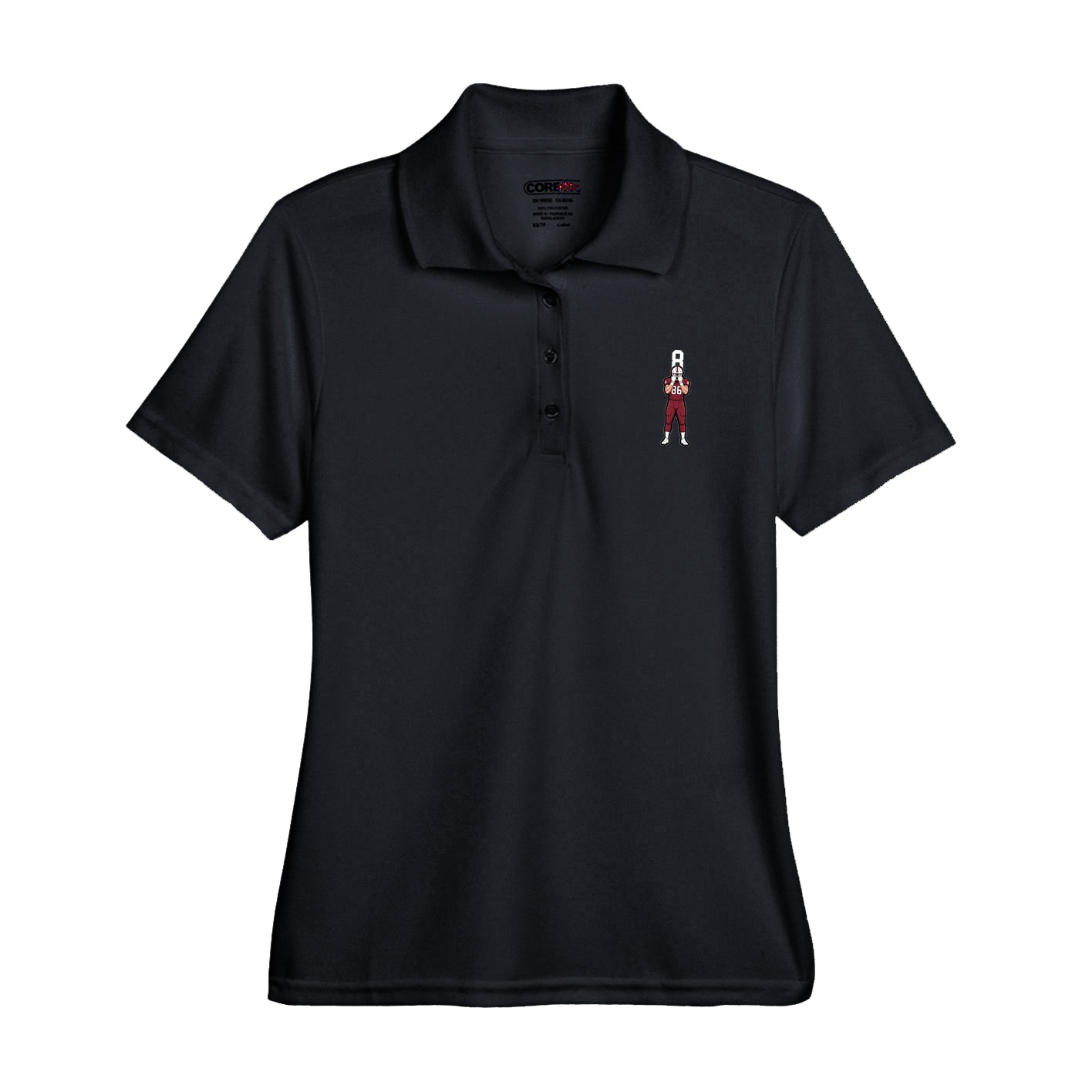 Womens Performance Polo — Number Top in Black