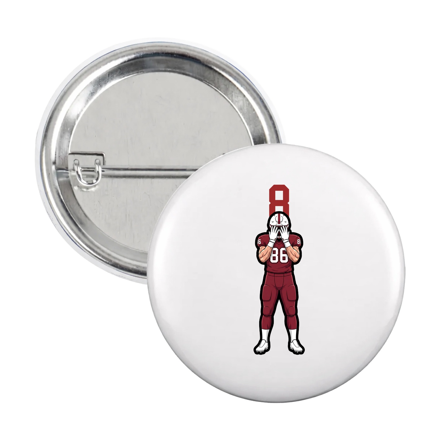 Game Day Button — Number Top in White