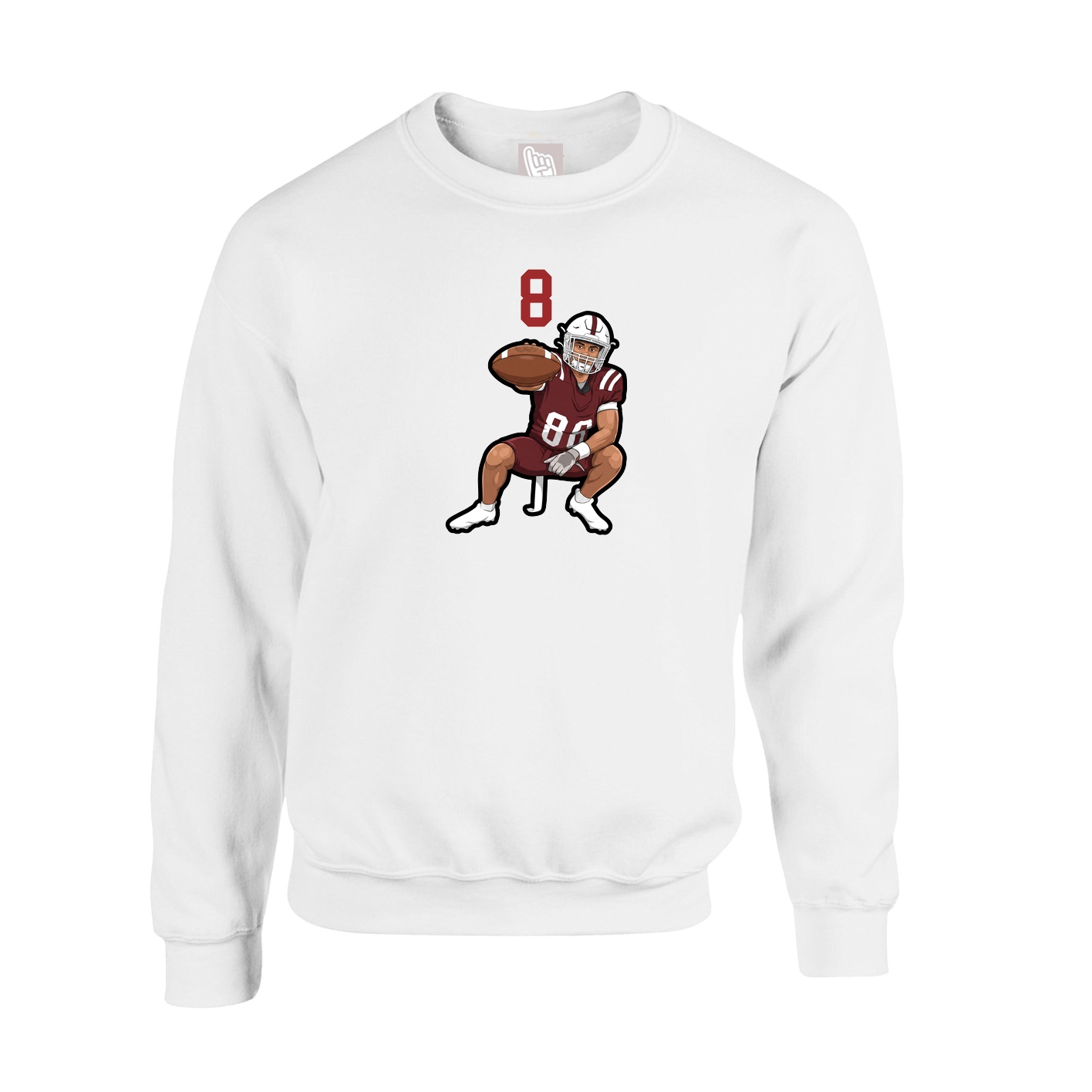 Fleece Crew — Number Top in White