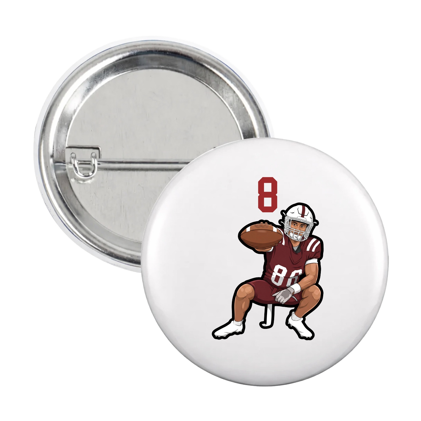 Game Day Button — Number Top in White