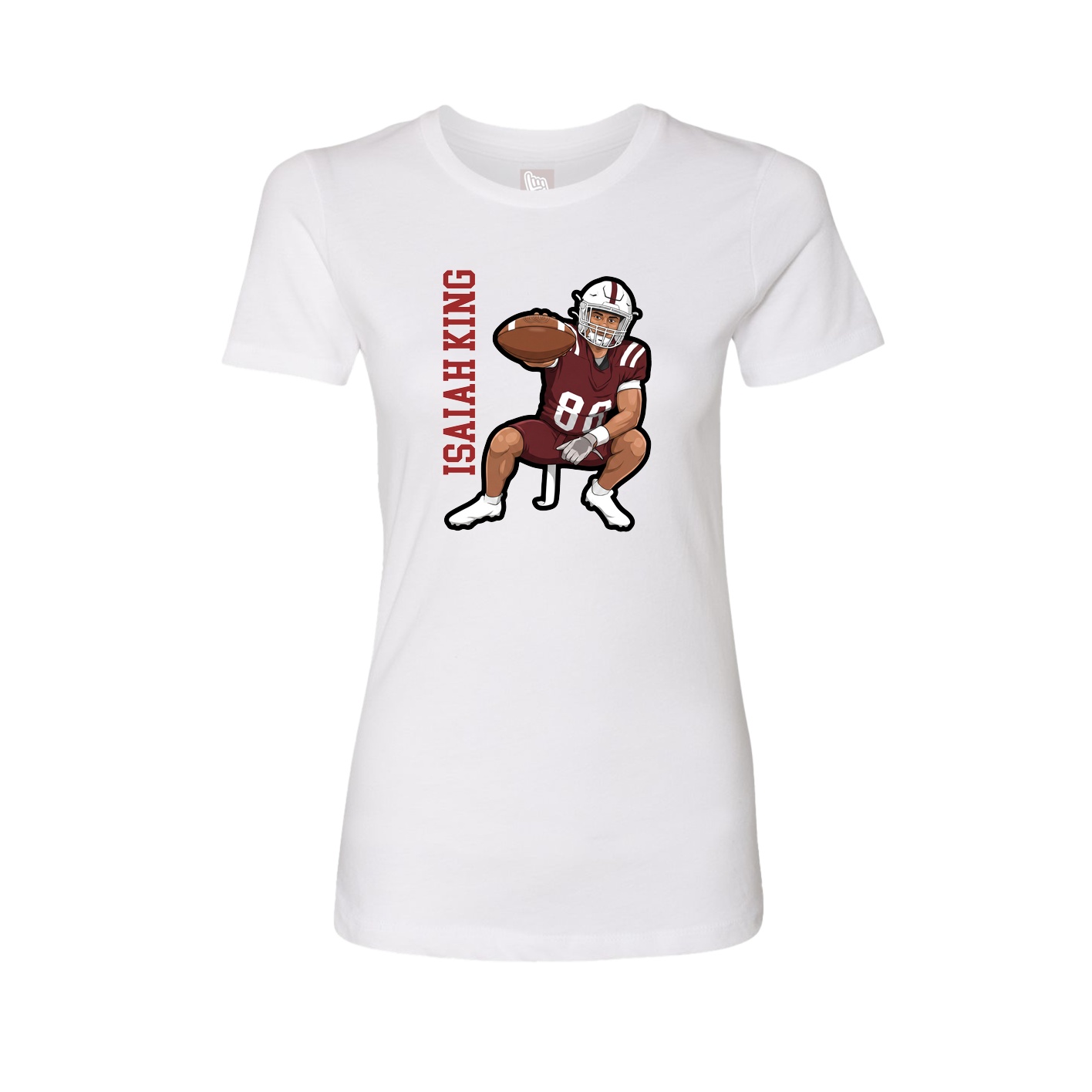 Womens Tee — Name Vertical in White
