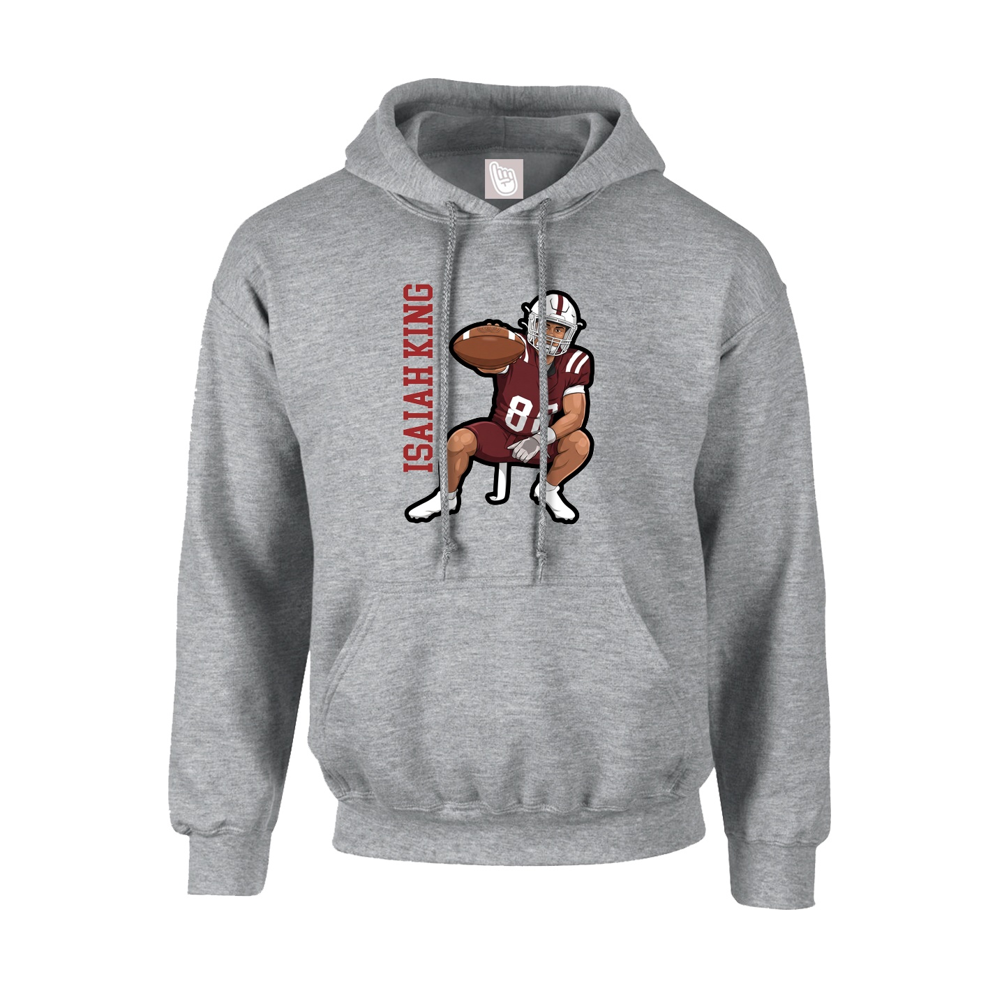 Hoodie — Name Vertical in Grey