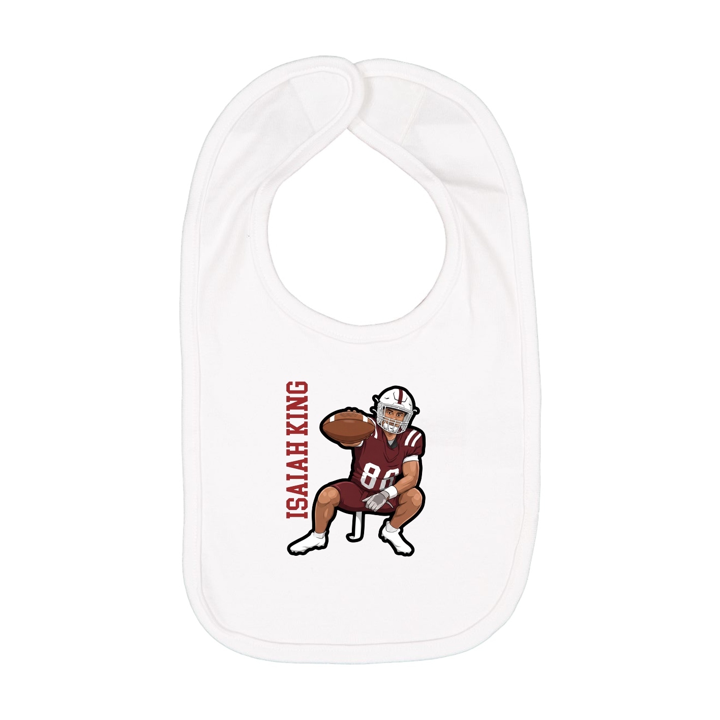 Infant Bib — Name Vertical in White