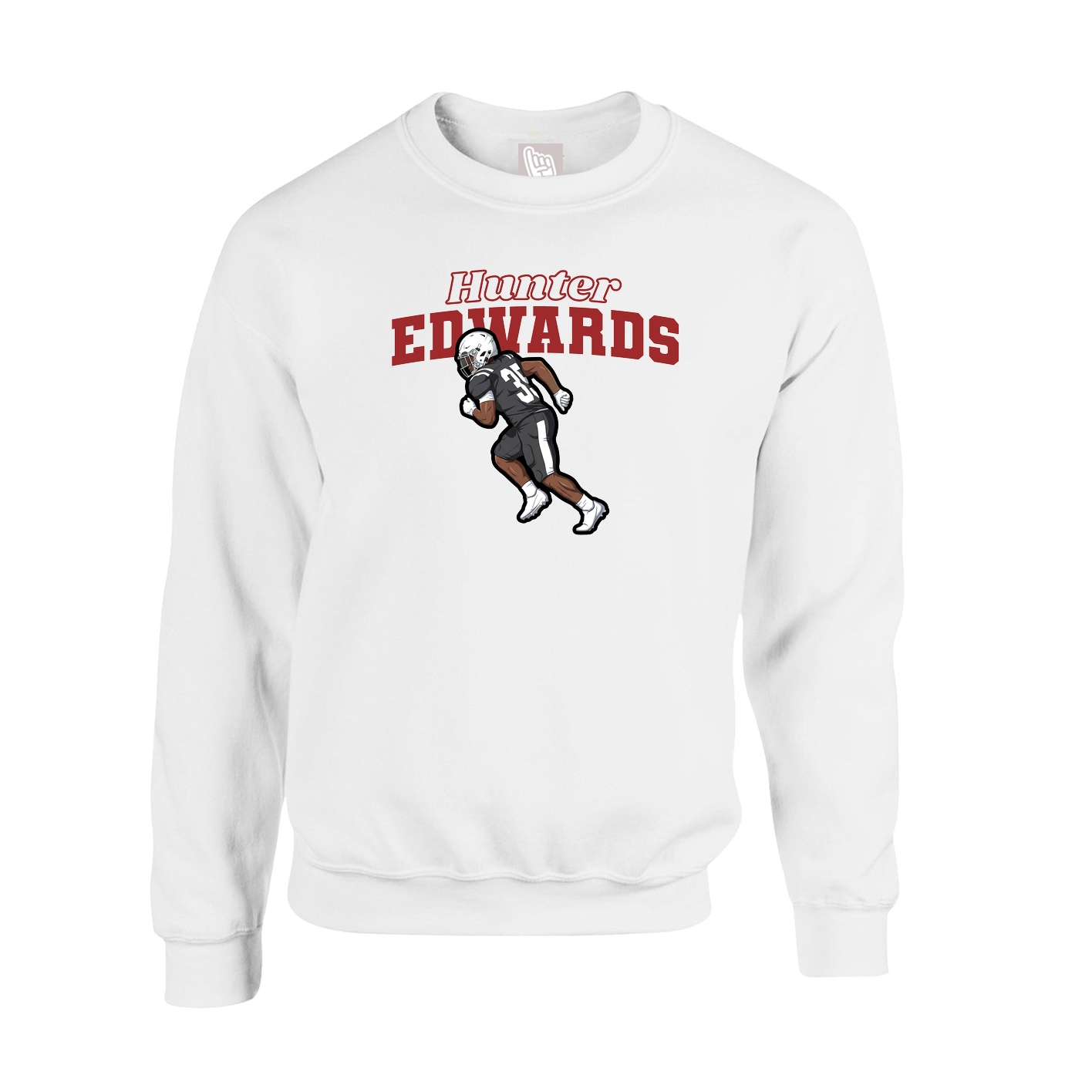 Fleece Crew — Name Arch in White
