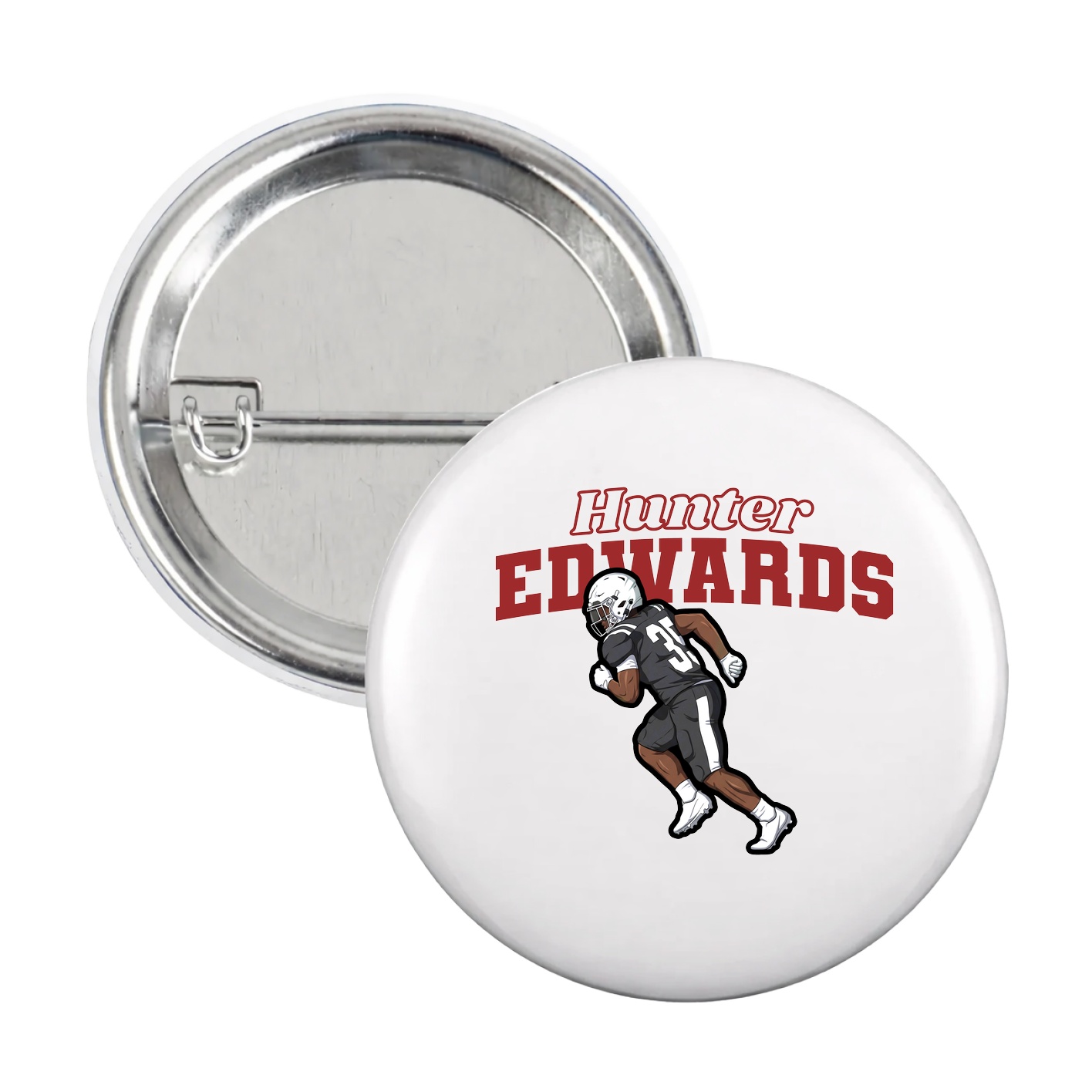 Game Day Button — Name Arch in White