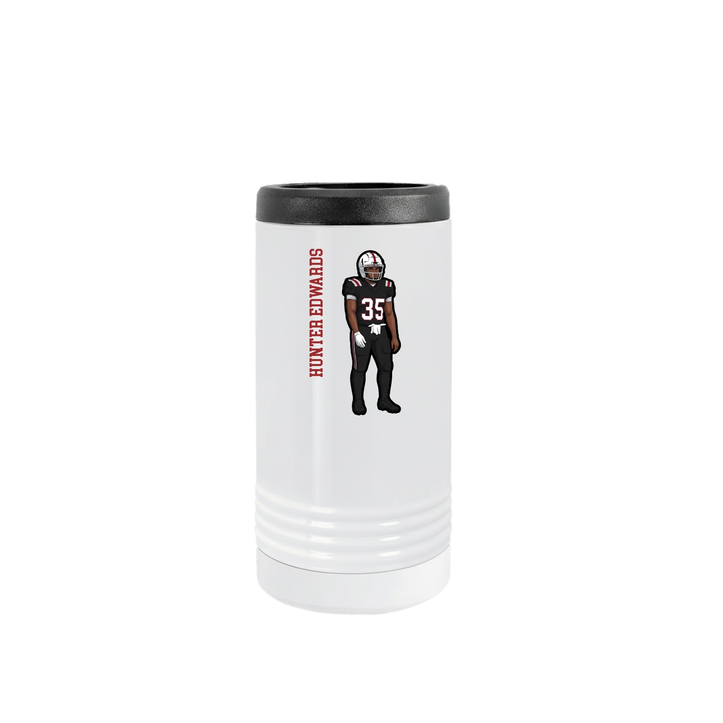 Slim Beverage Holder — Name Vertical in White