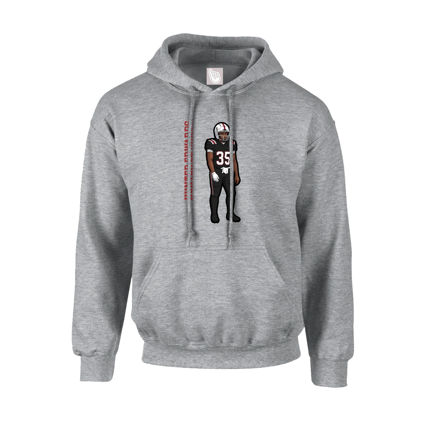 Hoodie — Name Vertical in Grey