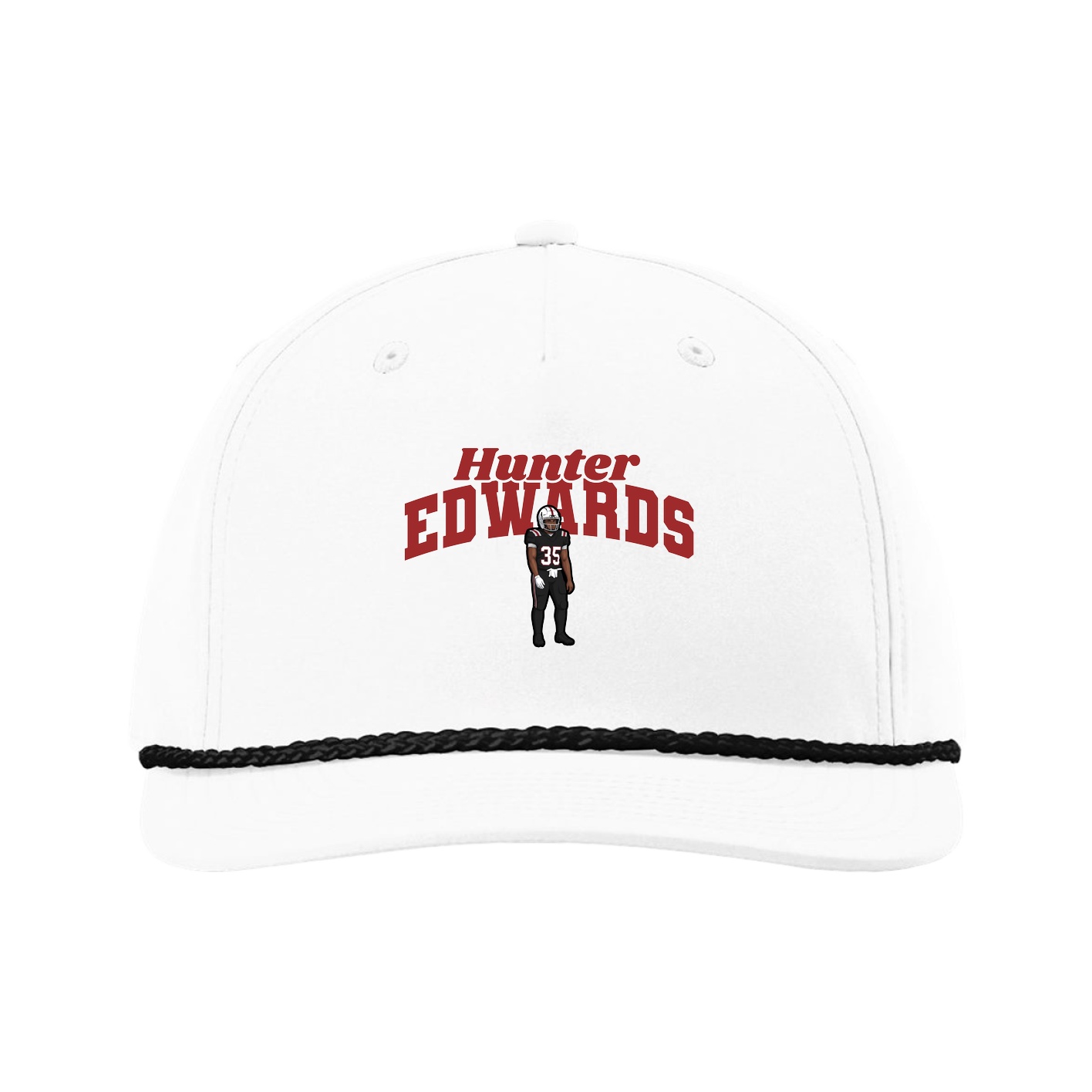 Five-Panel Classic Rope Cap — Signature Arch in White